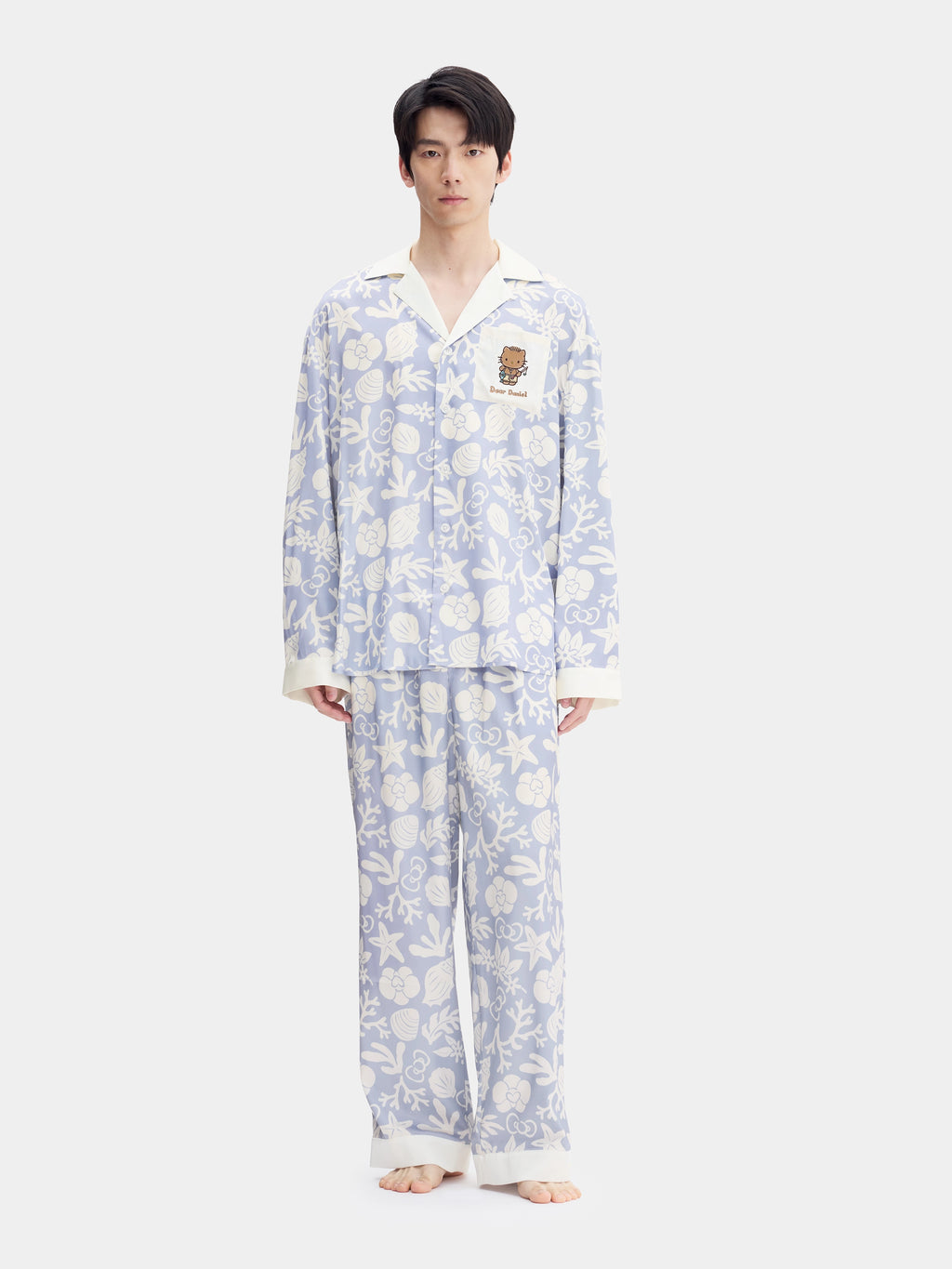 "Dear Daniel" Satin Loungewear Set Long Sleeve – Breezy Blue