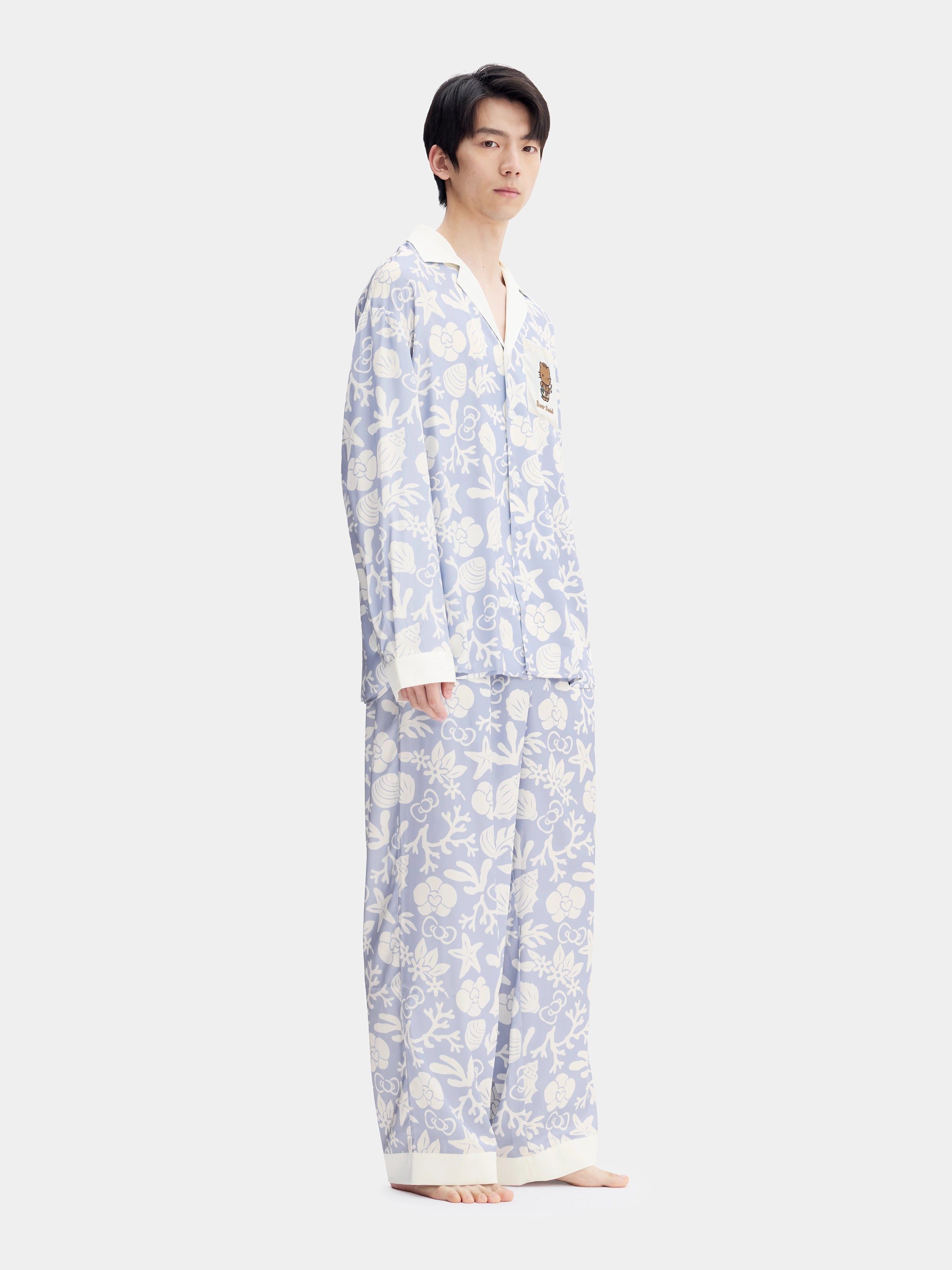 "Dear Daniel" Satin Loungewear Set Long Sleeve – Breezy Blue