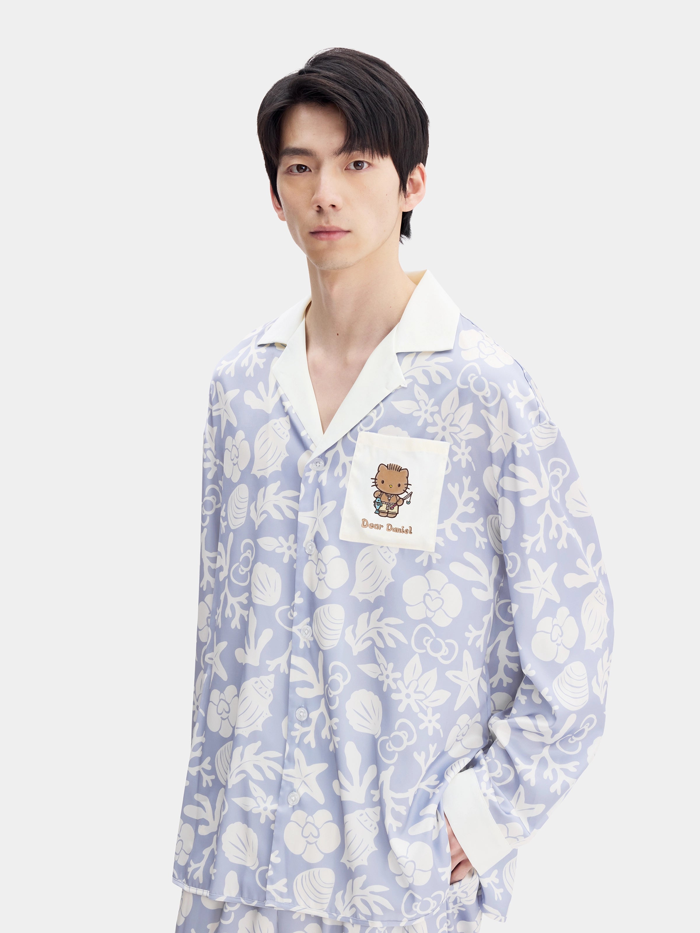 "Dear Daniel" Satin Loungewear Set Long Sleeve – Breezy Blue