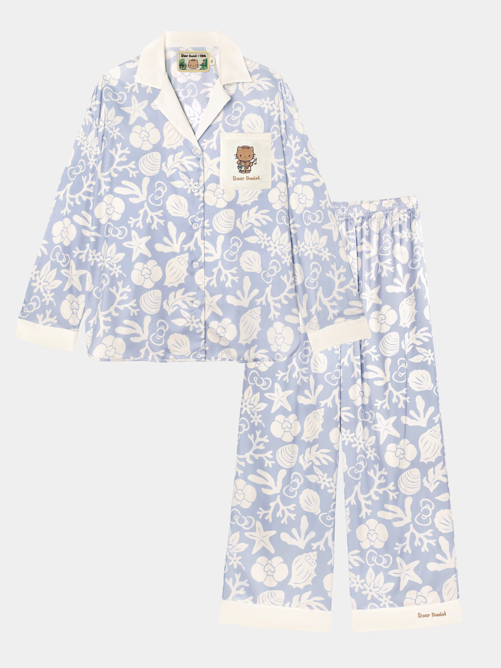 "Dear Daniel" Satin Loungewear Set Long Sleeve – Breezy Blue