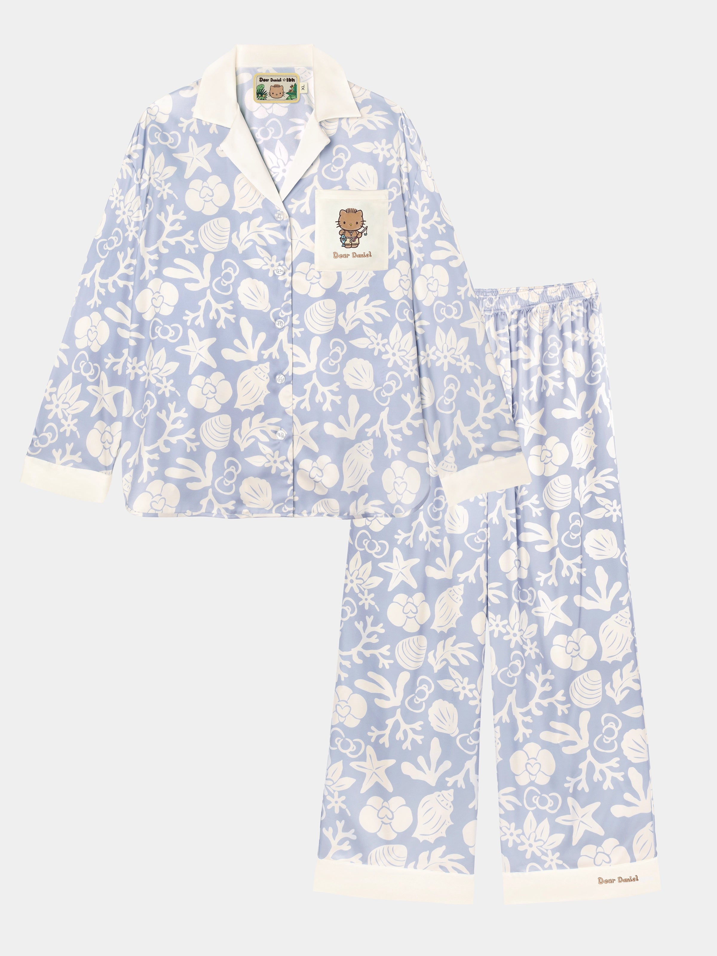 "Dear Daniel" Satin Loungewear Set Long Sleeve – Breezy Blue