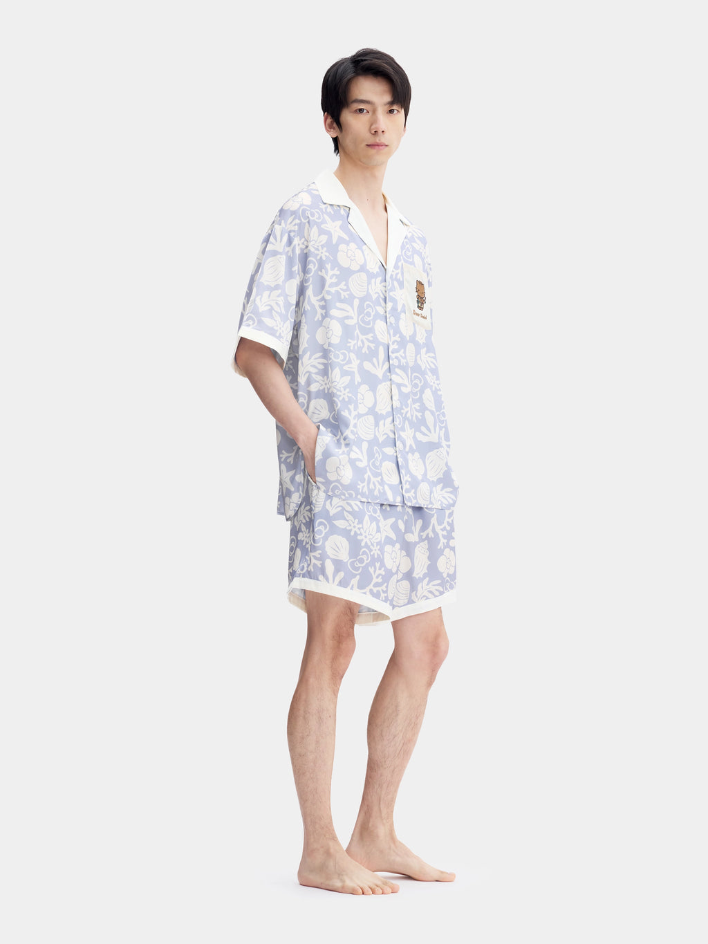 "Dear Daniel" Satin Loungewear Set Short Sleeve & Shorts – Breezy Blue