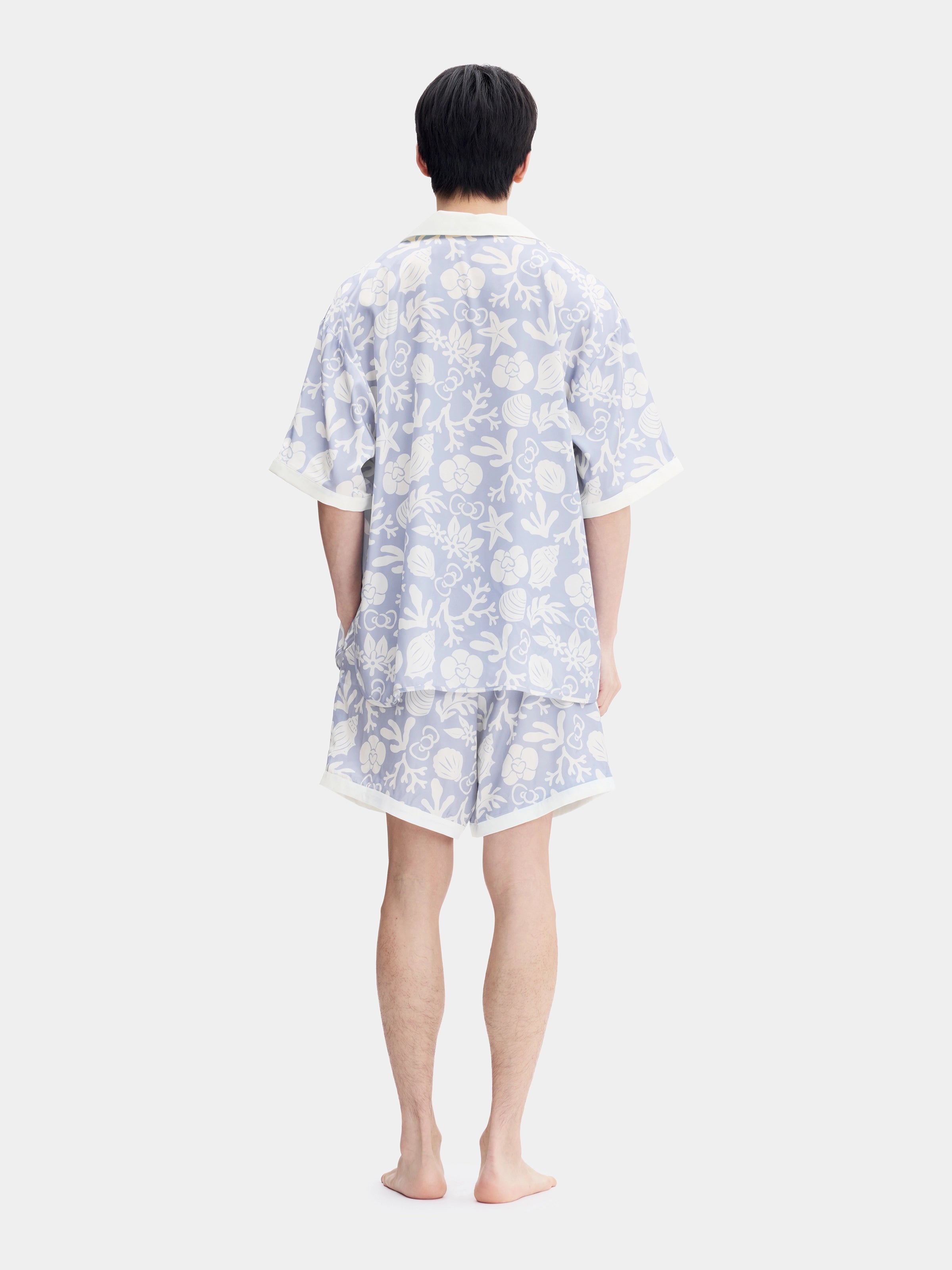 "Dear Daniel" Satin Loungewear Set Short Sleeve & Shorts – Breezy Blue
