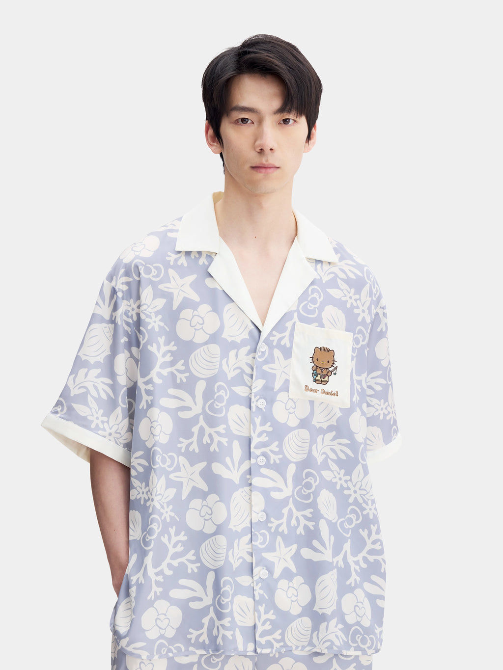 "Dear Daniel" Satin Loungewear Set Short Sleeve & Shorts – Breezy Blue