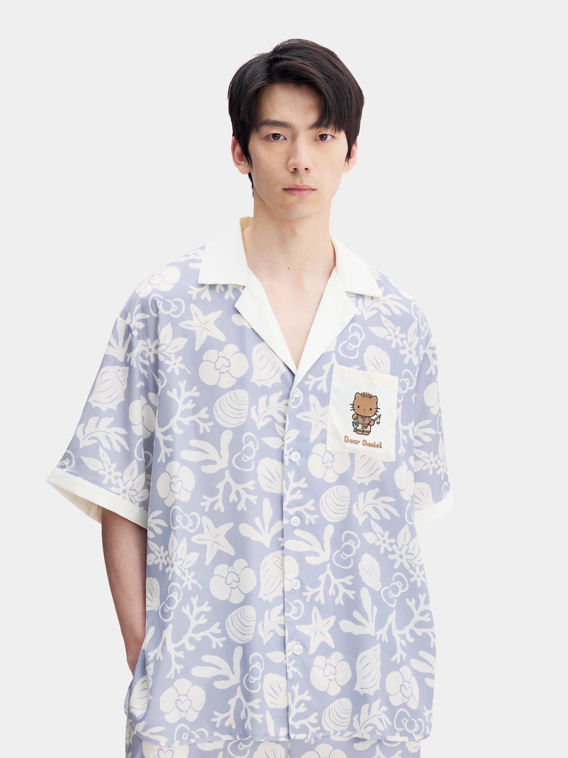 "Dear Daniel" Satin Loungewear Set Short Sleeve & Shorts – Breezy Blue