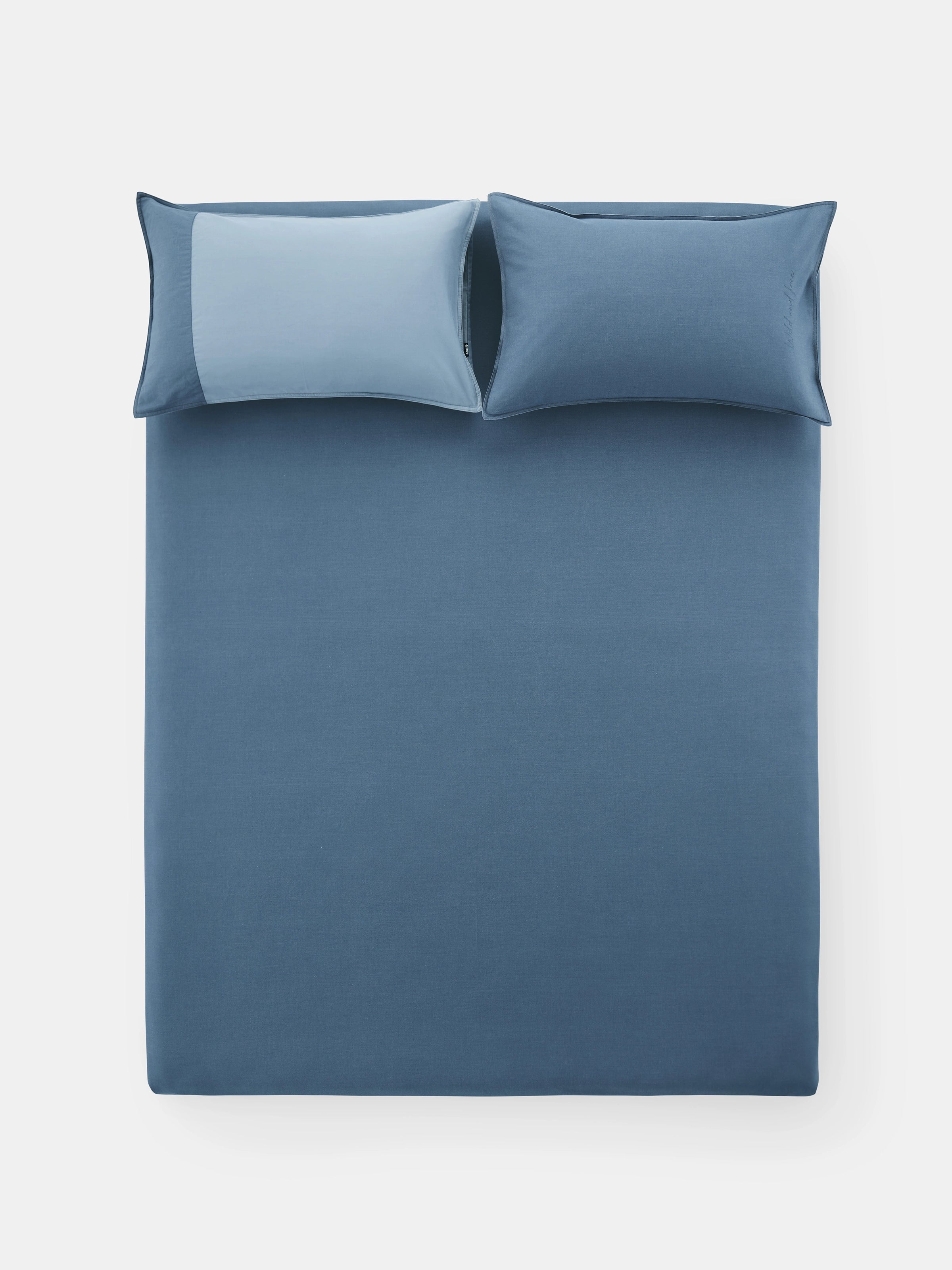Denim Cotton Pieced Duvet Bedding Set – Dark Denim Blue