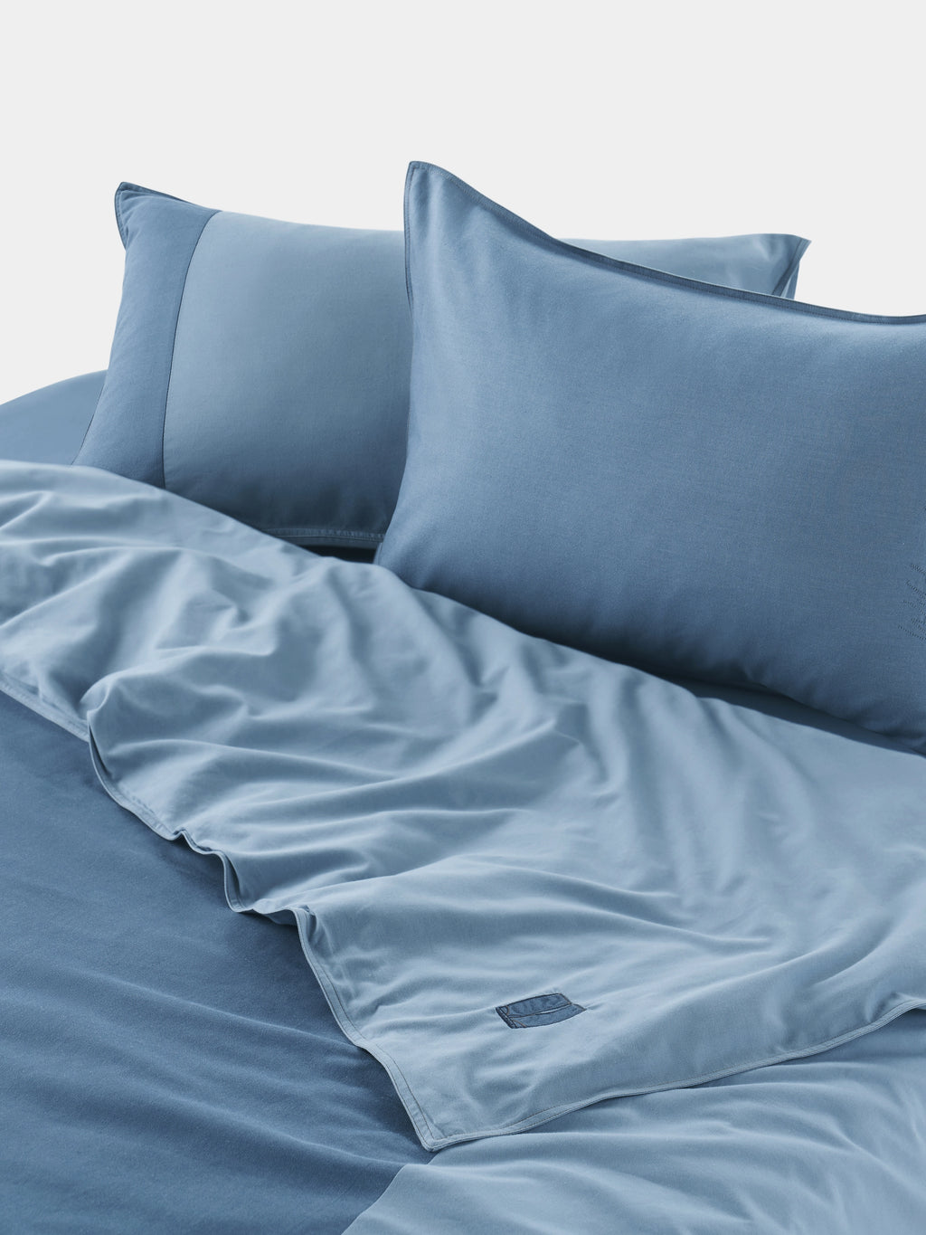 Denim Cotton Pieced Duvet Bedding Set – Dark Denim Blue