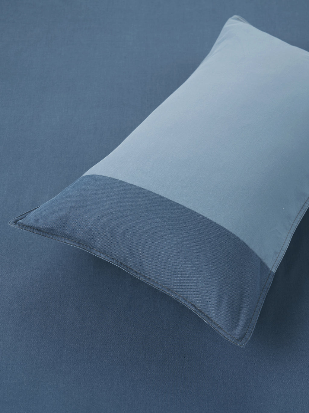 Denim Cotton Pieced Duvet Bedding Set – Dark Denim Blue