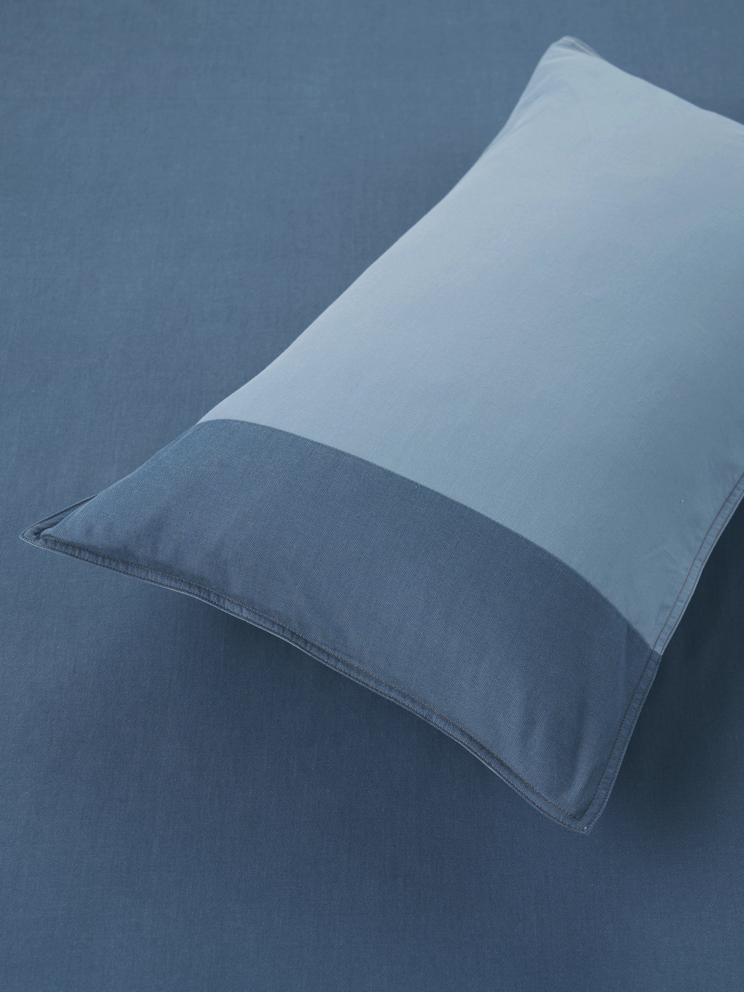 Denim Cotton Pieced Duvet Bedding Set – Dark Denim Blue