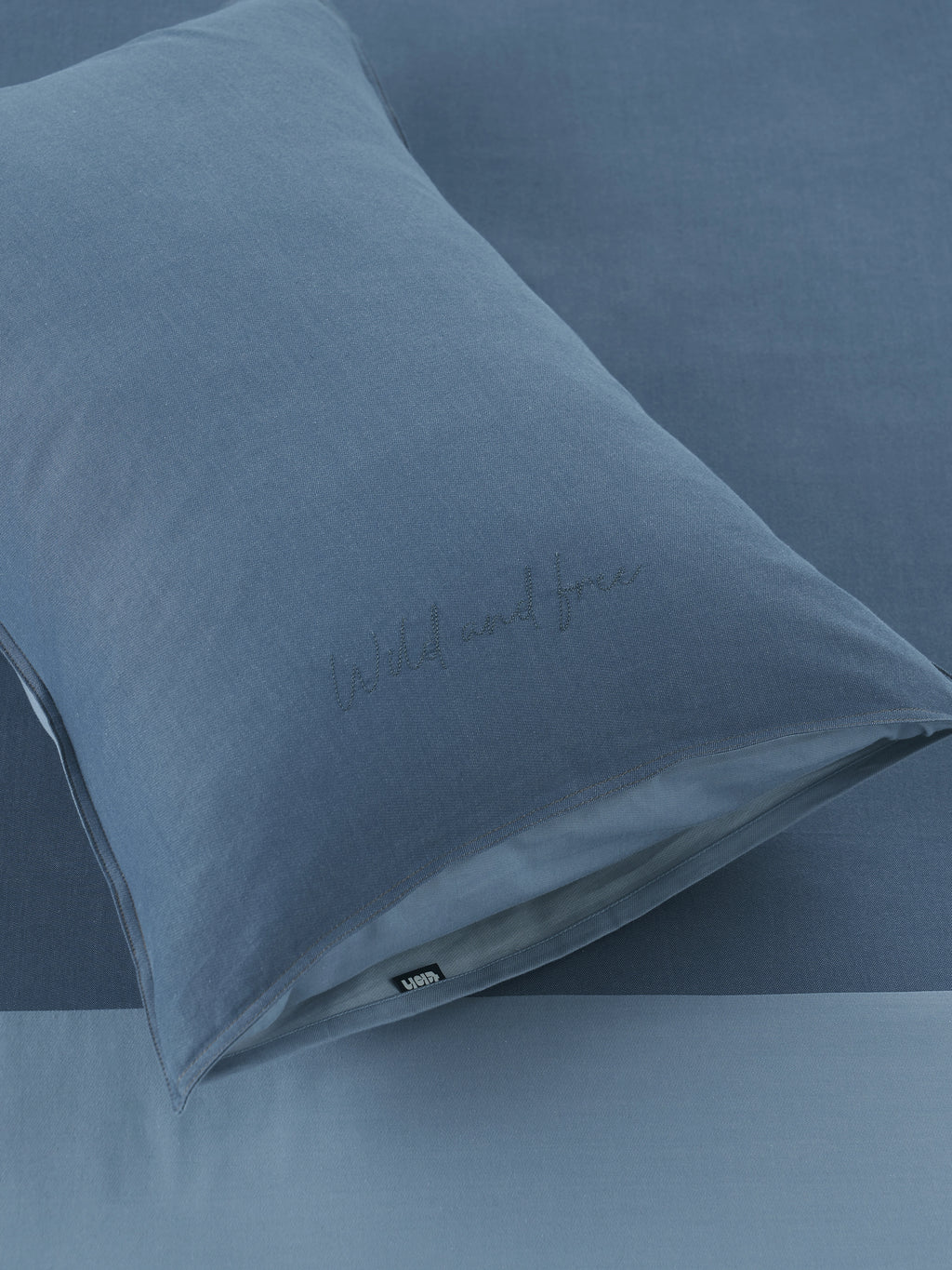 Denim Cotton Pieced Duvet Bedding Set – Dark Denim Blue