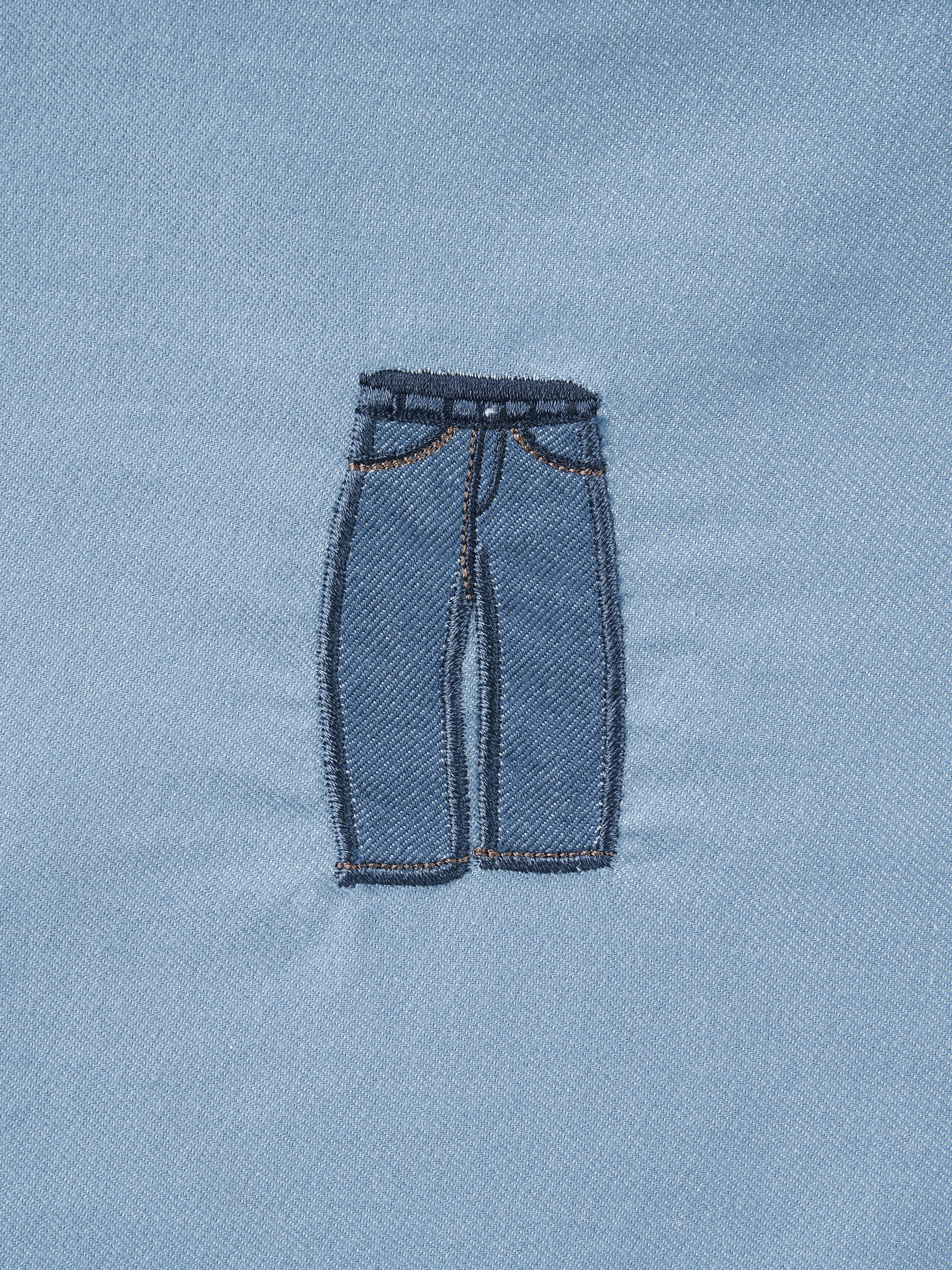 Denim Cotton Pieced Duvet Bedding Set – Dark Denim Blue