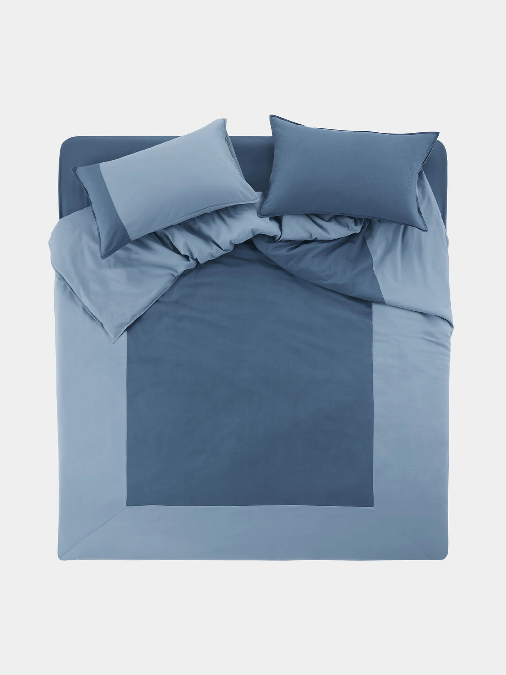 Denim Cotton Pieced Duvet Bedding Set – Dark Denim Blue
