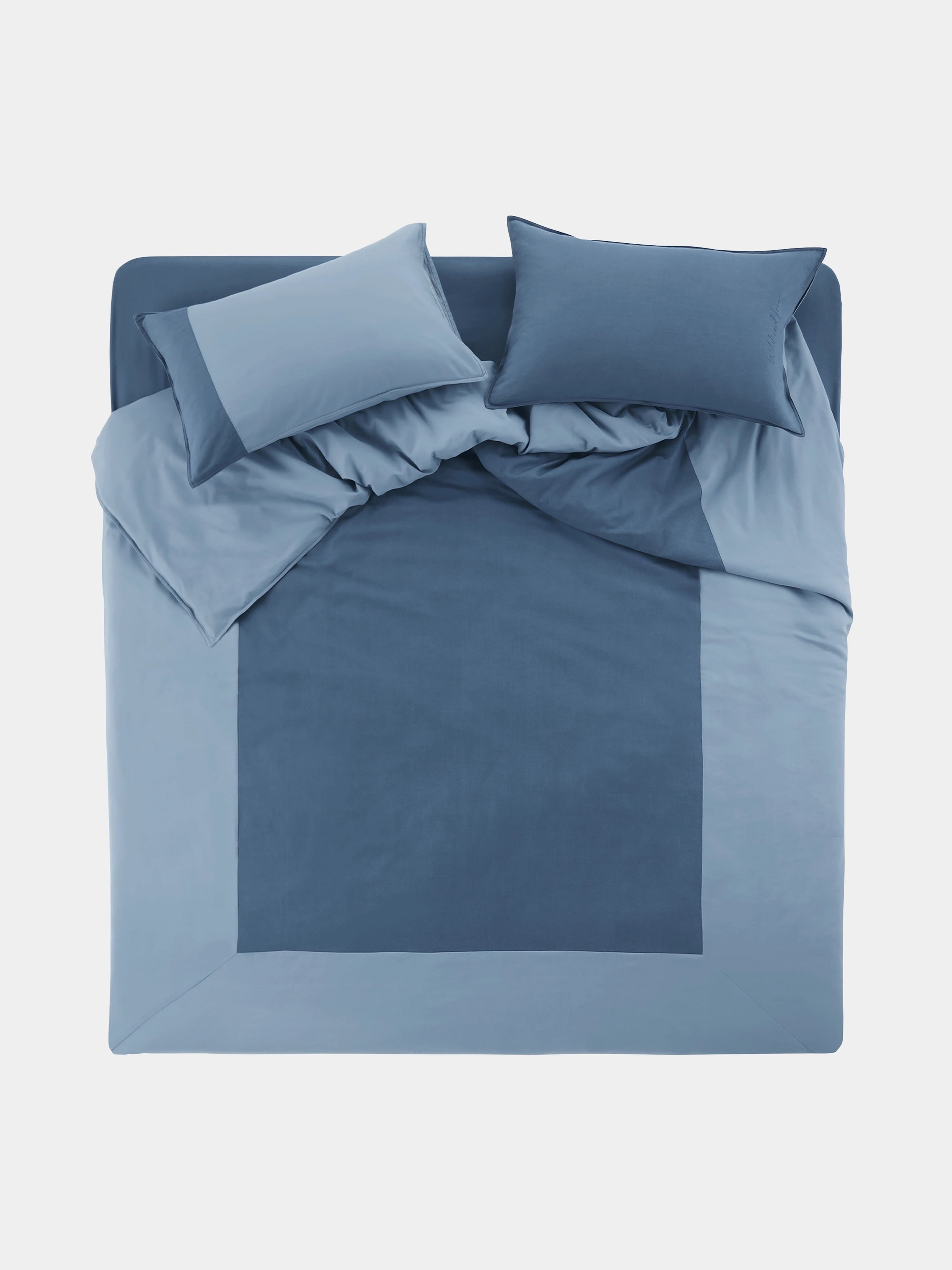 Denim Cotton Pieced Duvet Bedding Set – Dark Denim Blue