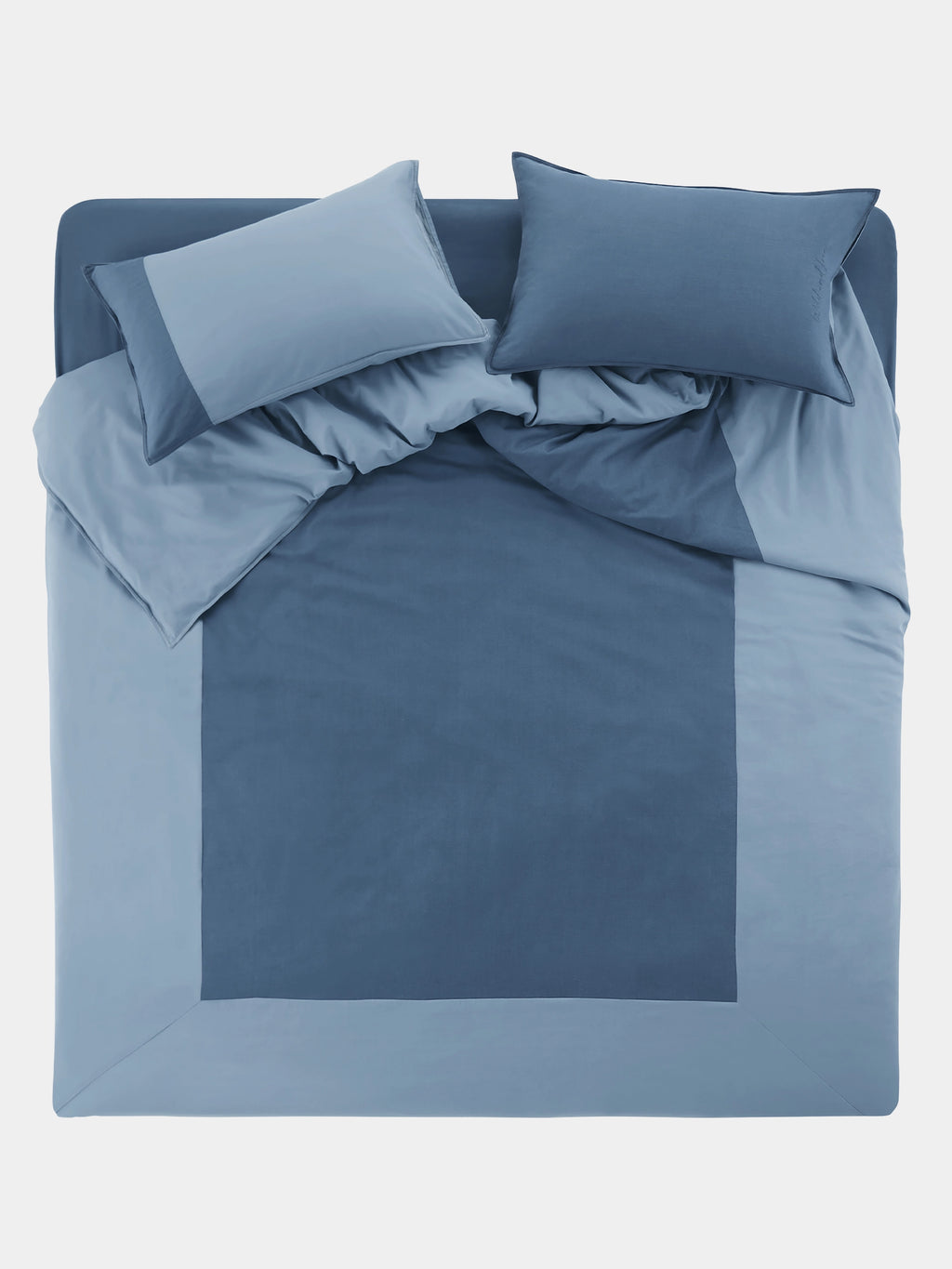 Denim Cotton Pieced Duvet Bedding Set – Dark Denim Blue