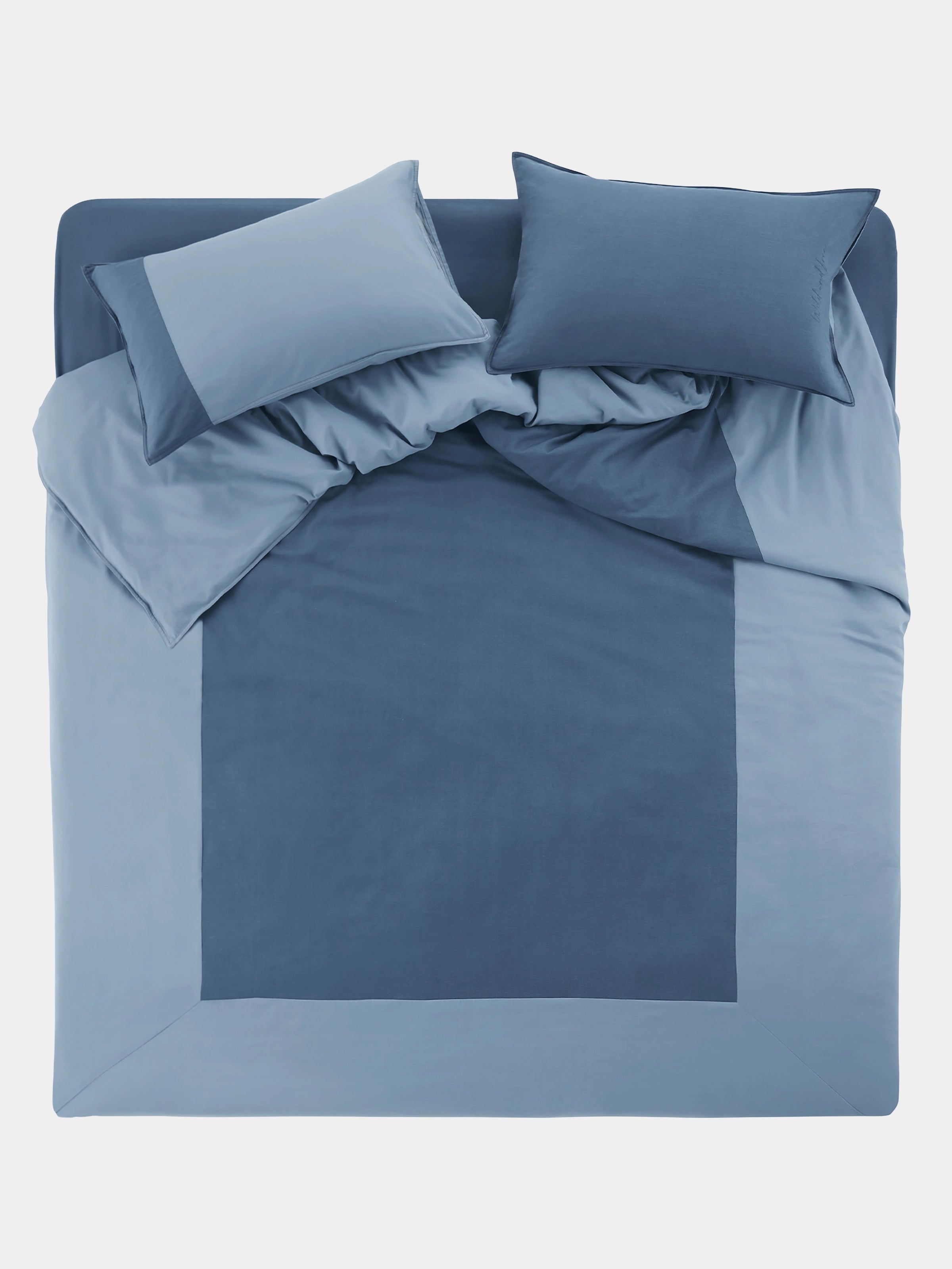 Denim Cotton Pieced Duvet Bedding Set – Dark Denim Blue