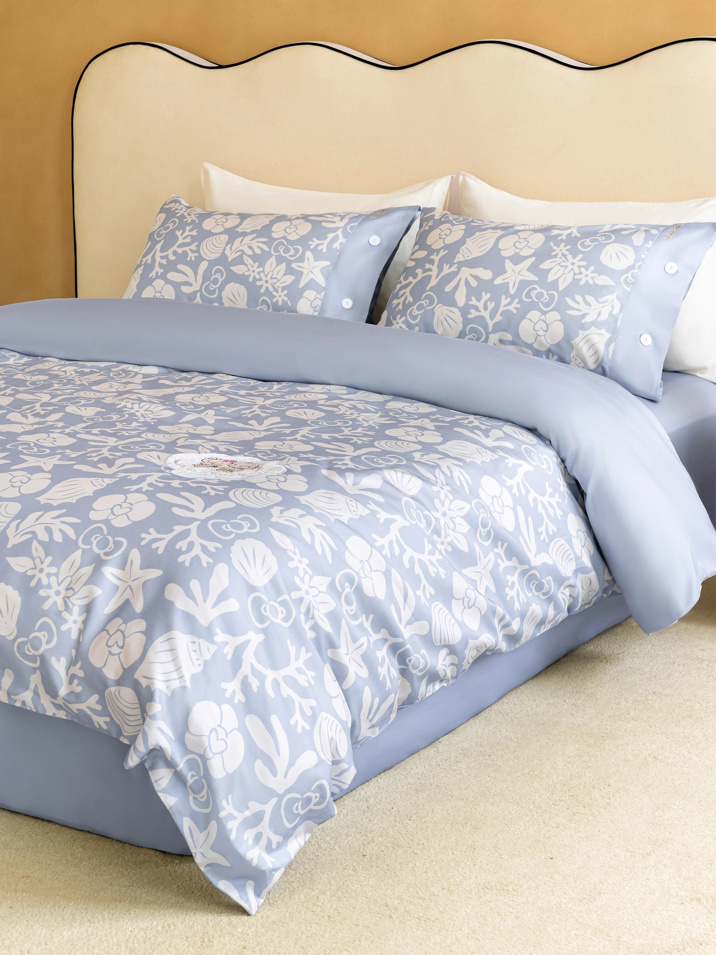 "Hello Kitty" Cotton Sateen Printed Bedding Set – Breezy Blue