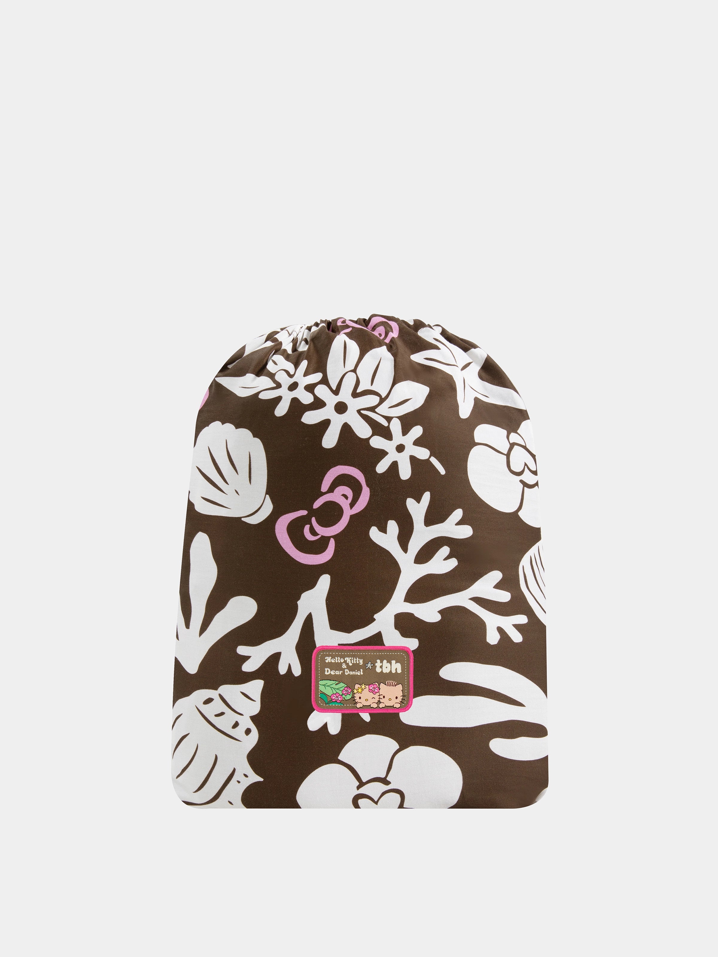 "Hello Kitty" Cotton Sateen Printed Bedding Set – Coconut Brown