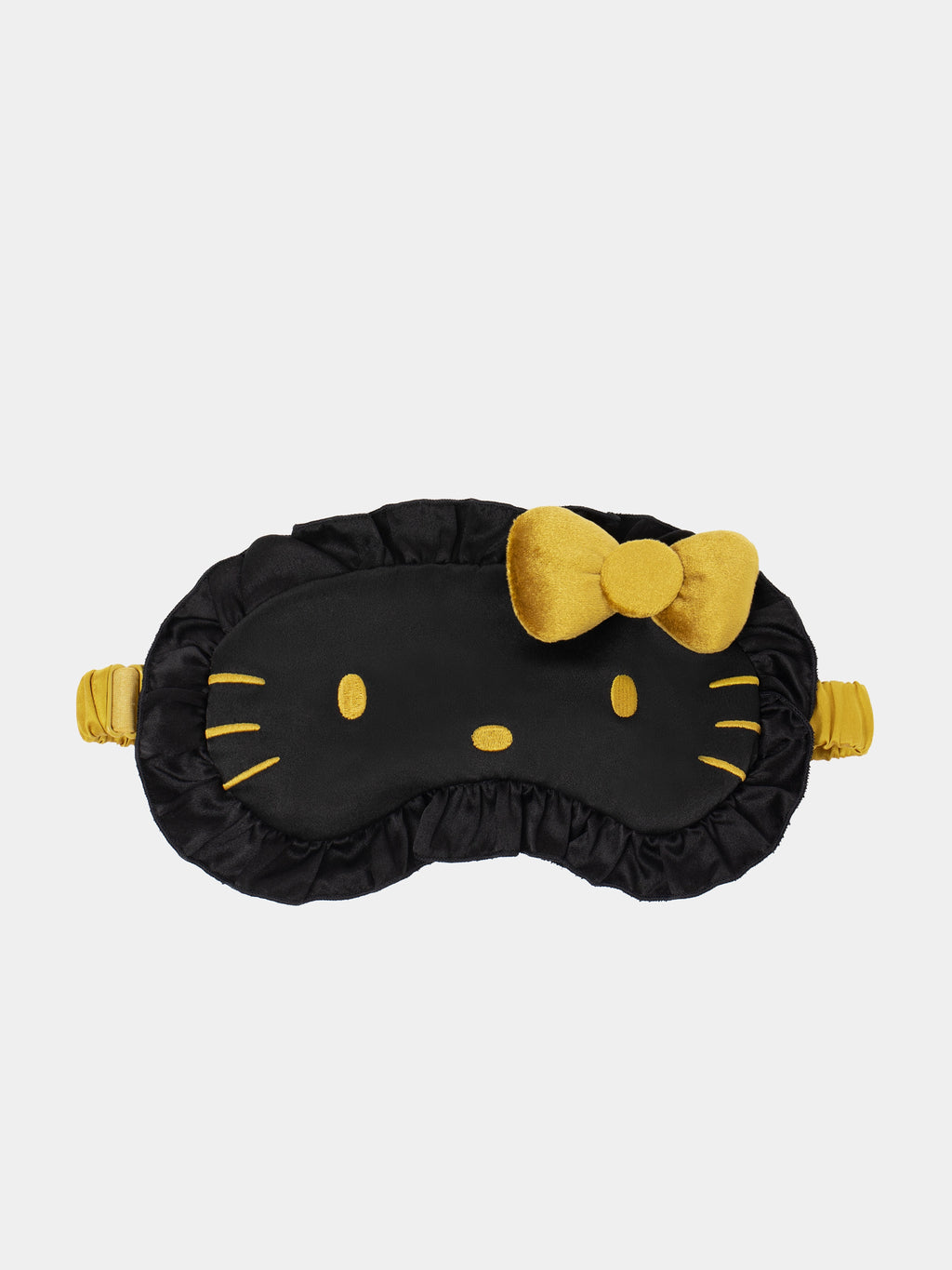 "Hello Kitty" Premium Heavy Mulberry Silk Eyemask with Earplug Set – Classic Black