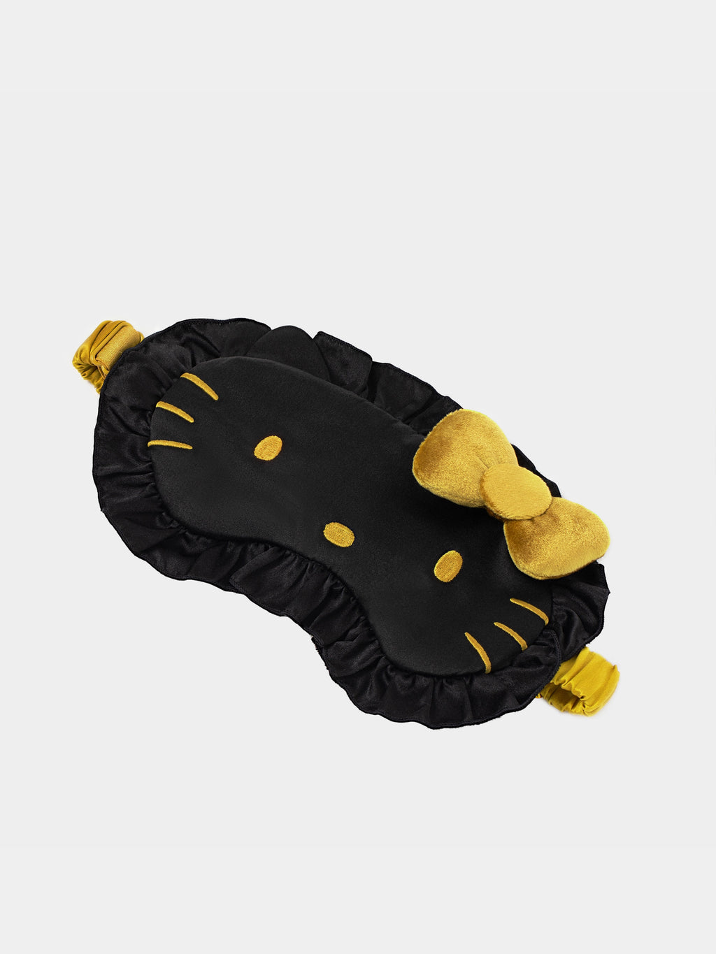 "Hello Kitty" Premium Heavy Mulberry Silk Eyemask with Earplug Set – Classic Black