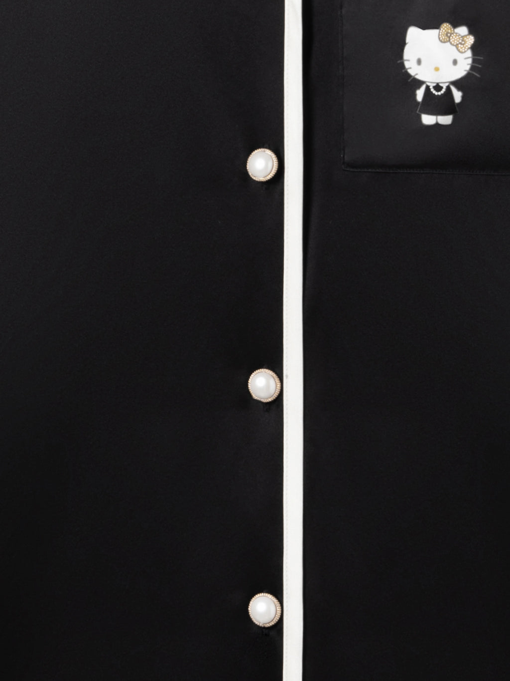 "Hello Kitty" Premium Heavy Mulberry Silk Loungewear Set – Classic Black