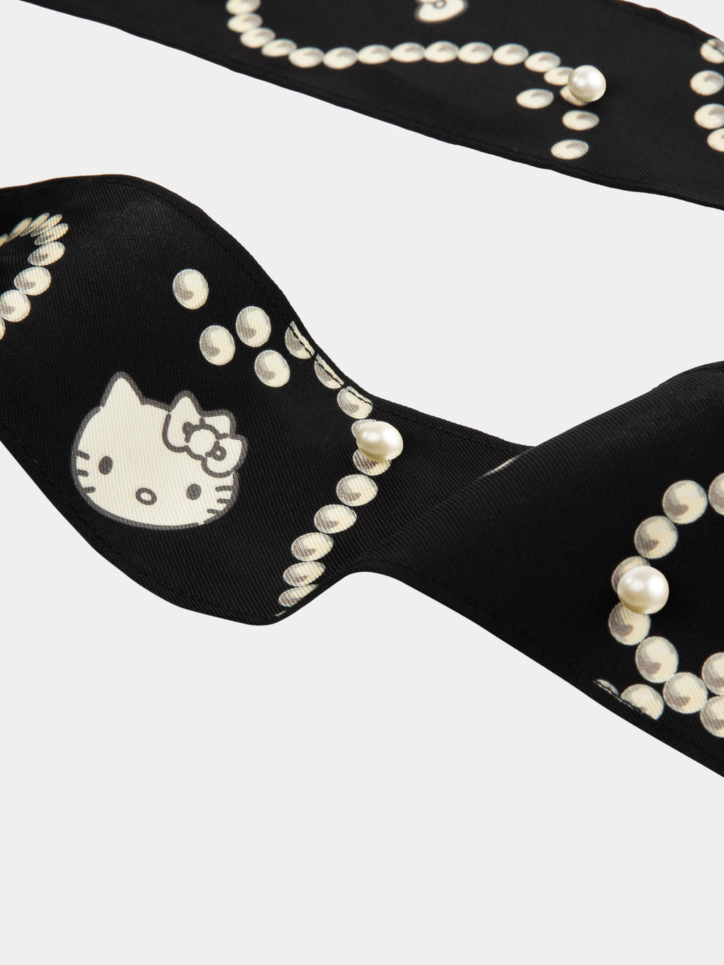 "Hello Kitty" Premium Heavy Mulberry Silk Scarf with Decoration Pearl Necklace