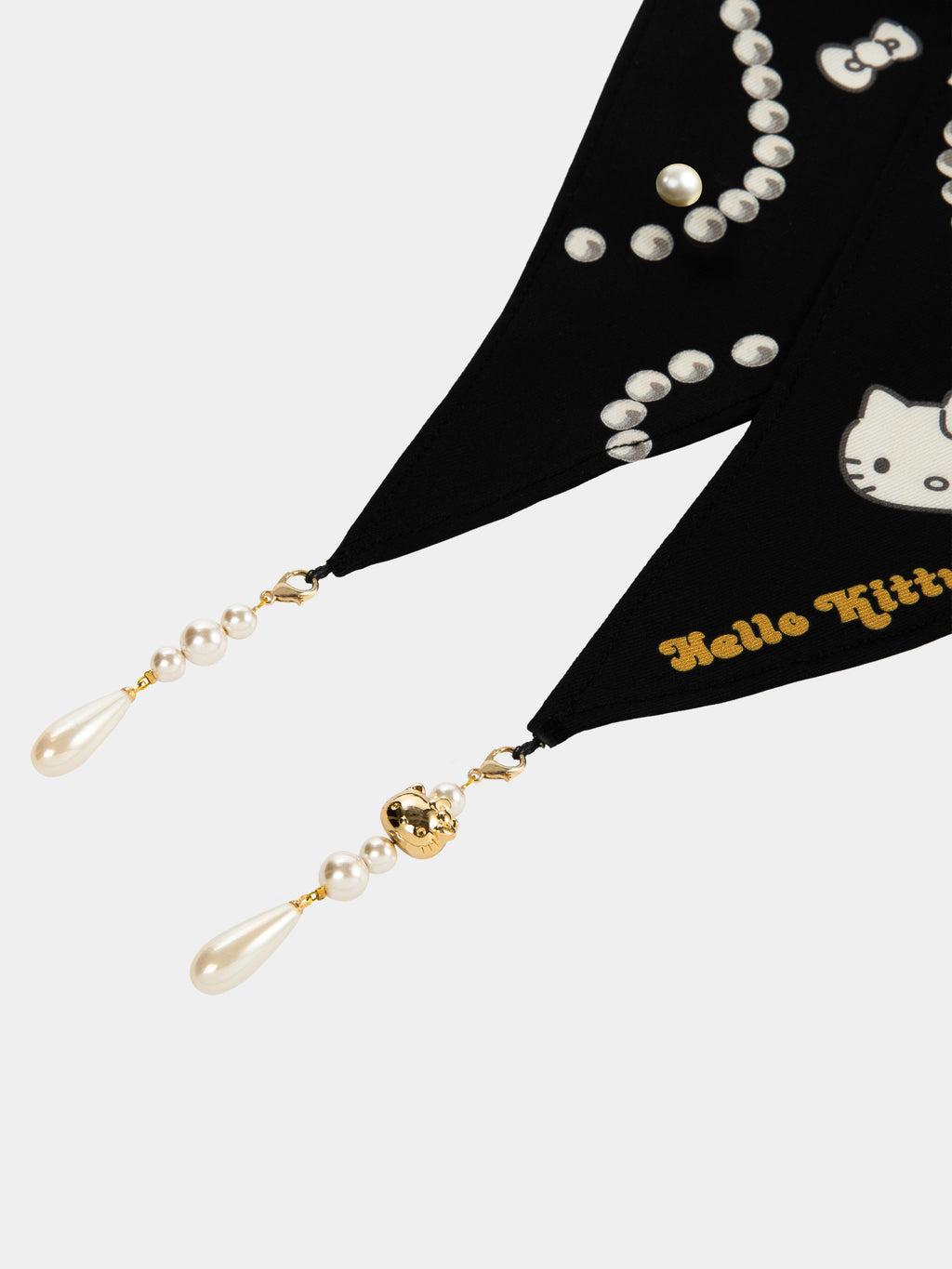 "Hello Kitty" Premium Heavy Mulberry Silk Scarf with Decoration Pearl Necklace
