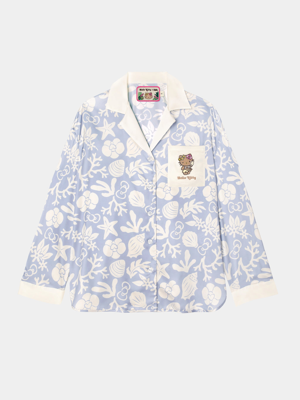 "Hello Kitty" Satin Loungewear Set Long Sleeve – Breezy Blue