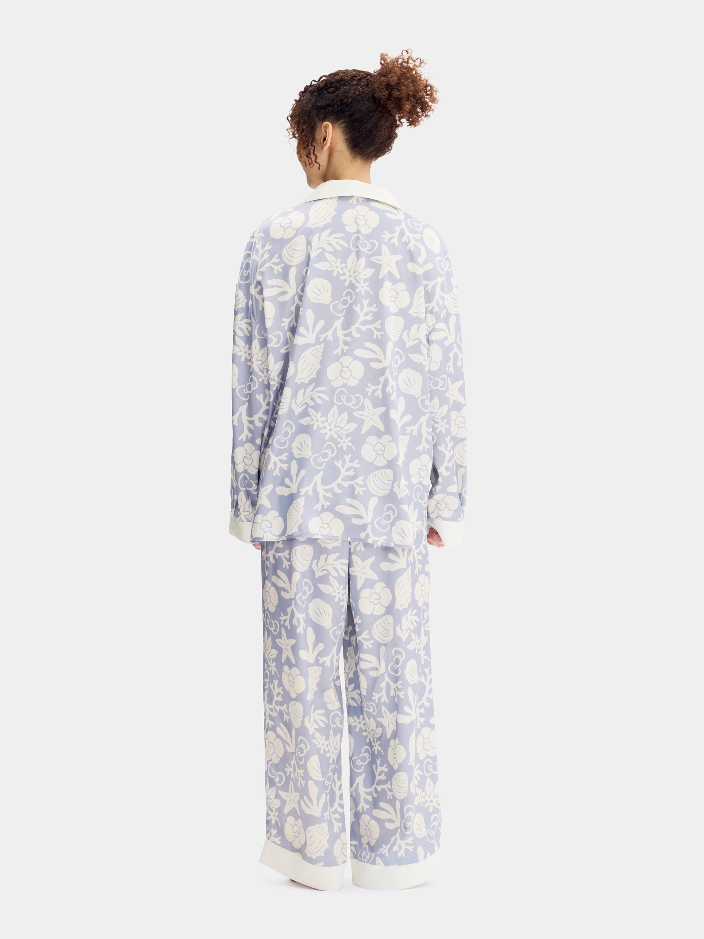 "Hello Kitty" Satin Loungewear Set Long Sleeve – Breezy Blue