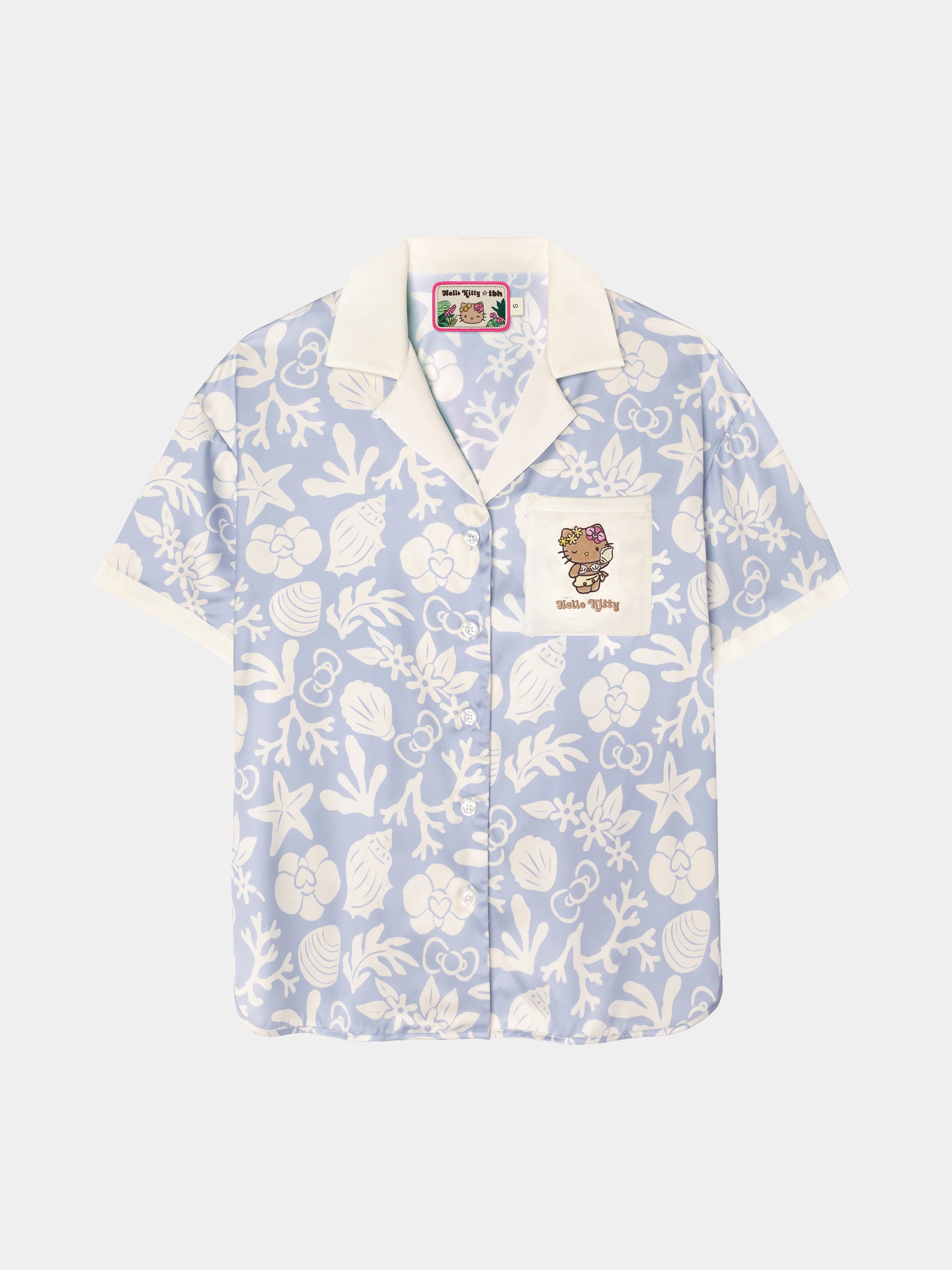 "Hello Kitty" Satin Loungewear Set Short Sleeve – Breezy Blue