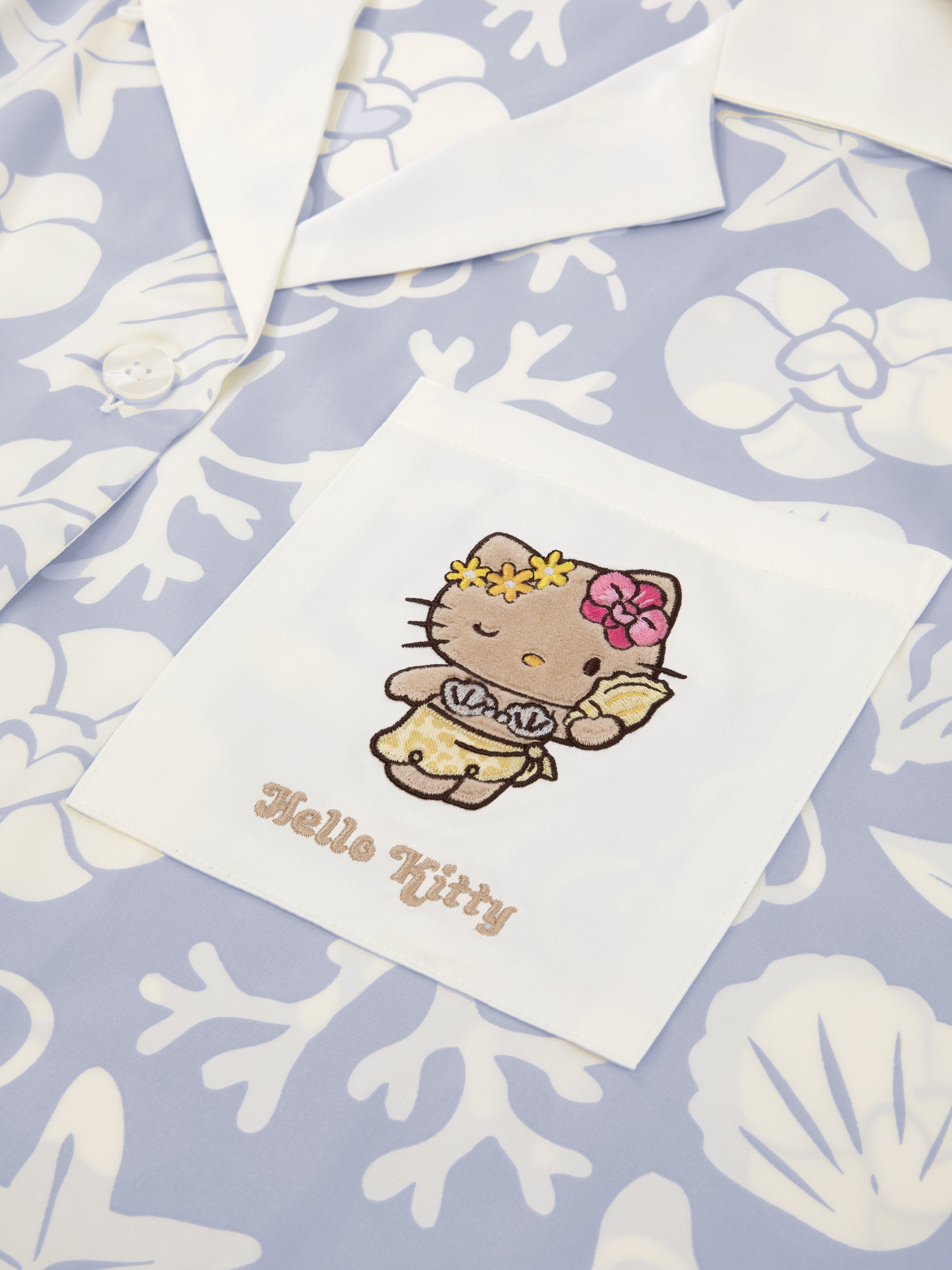 "Hello Kitty" Satin Loungewear Set Short Sleeve – Breezy Blue