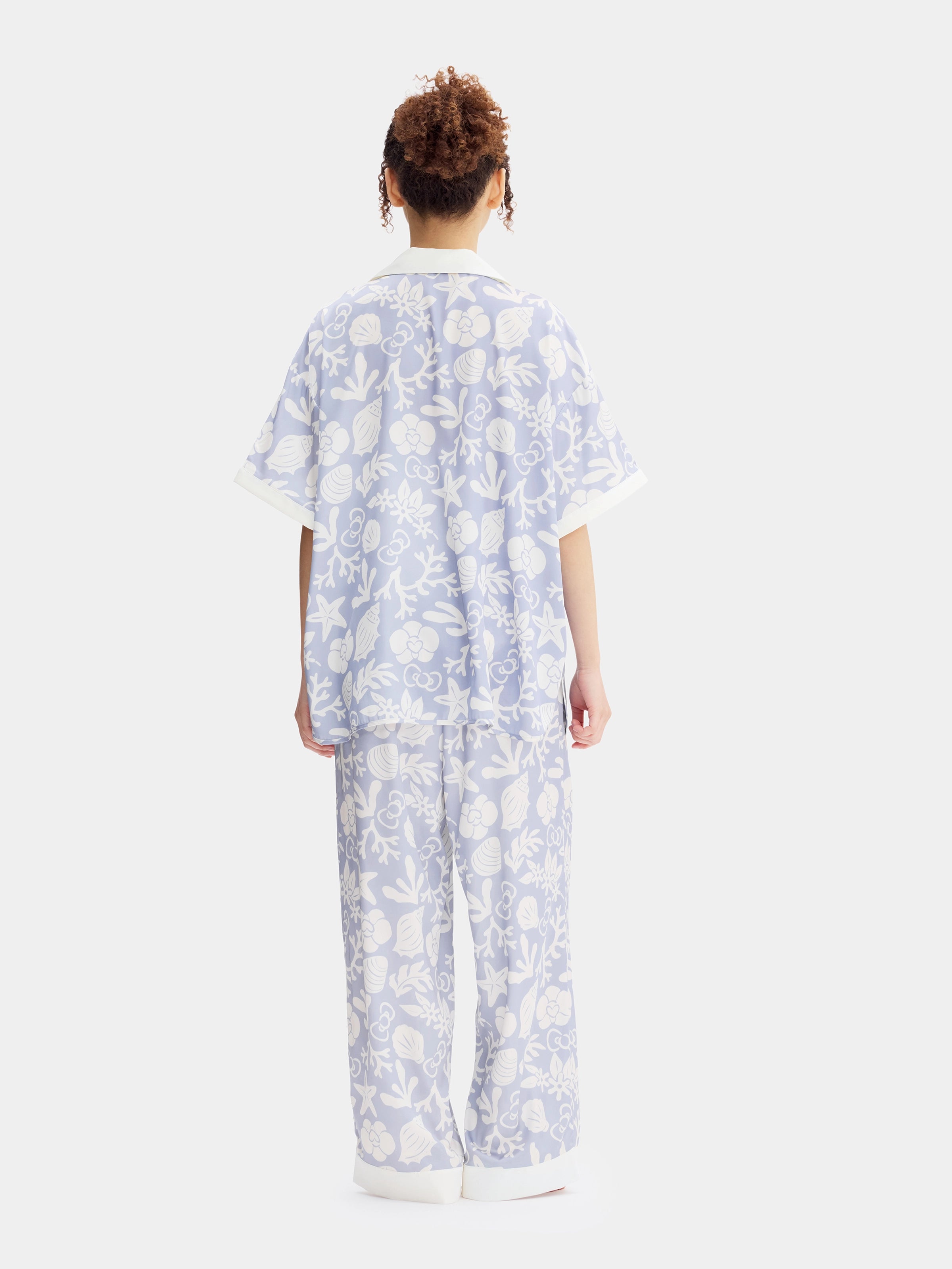 "Hello Kitty" Satin Loungewear Set Short Sleeve – Breezy Blue