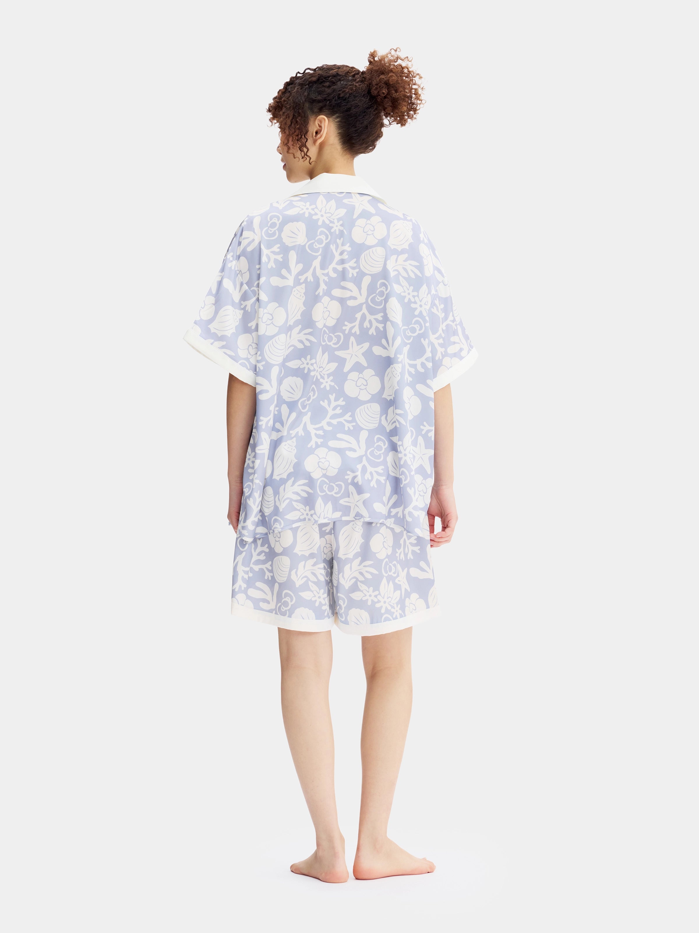 "Hello Kitty" Satin Loungewear Set Short Sleeve & Shorts – Breezy Blue