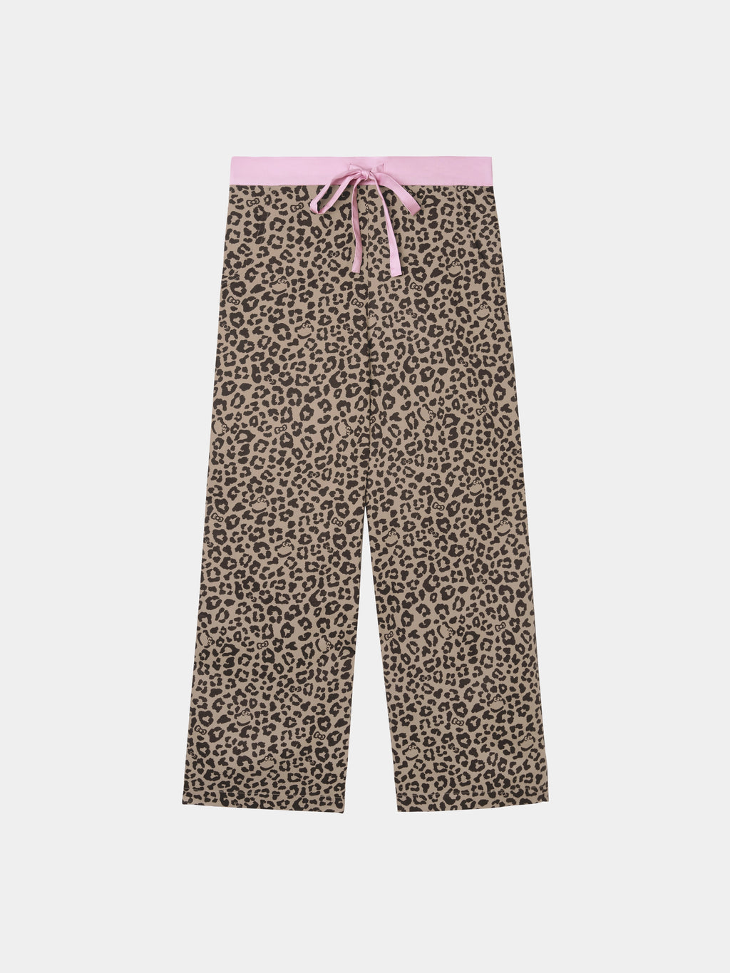 "Hello Kitty" Tencel Cotton Blend Loungewear Set Short Sleeve & Pants – Leopard
