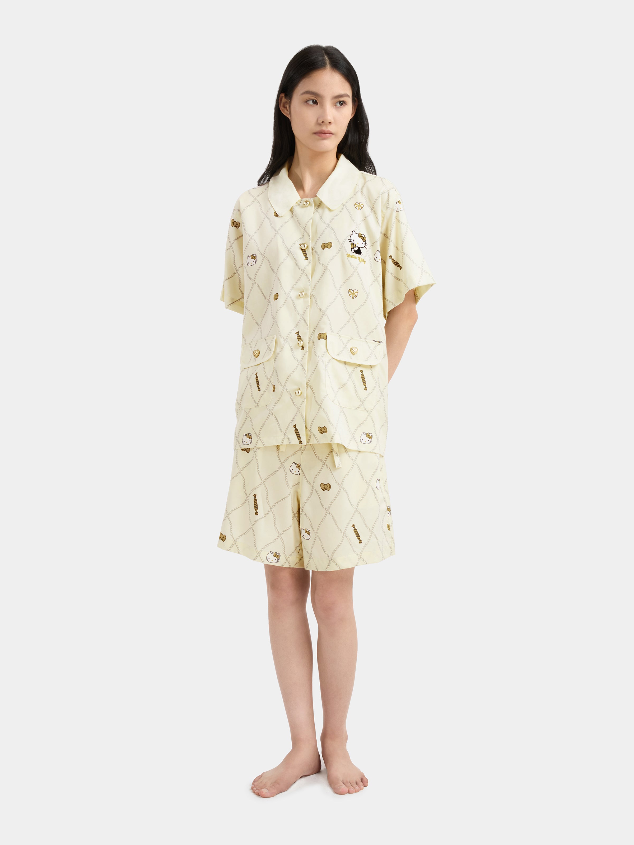 "Hello Kitty" Tencel Cotton Blend Short Sleeve Loungewear Set – Candy Shop