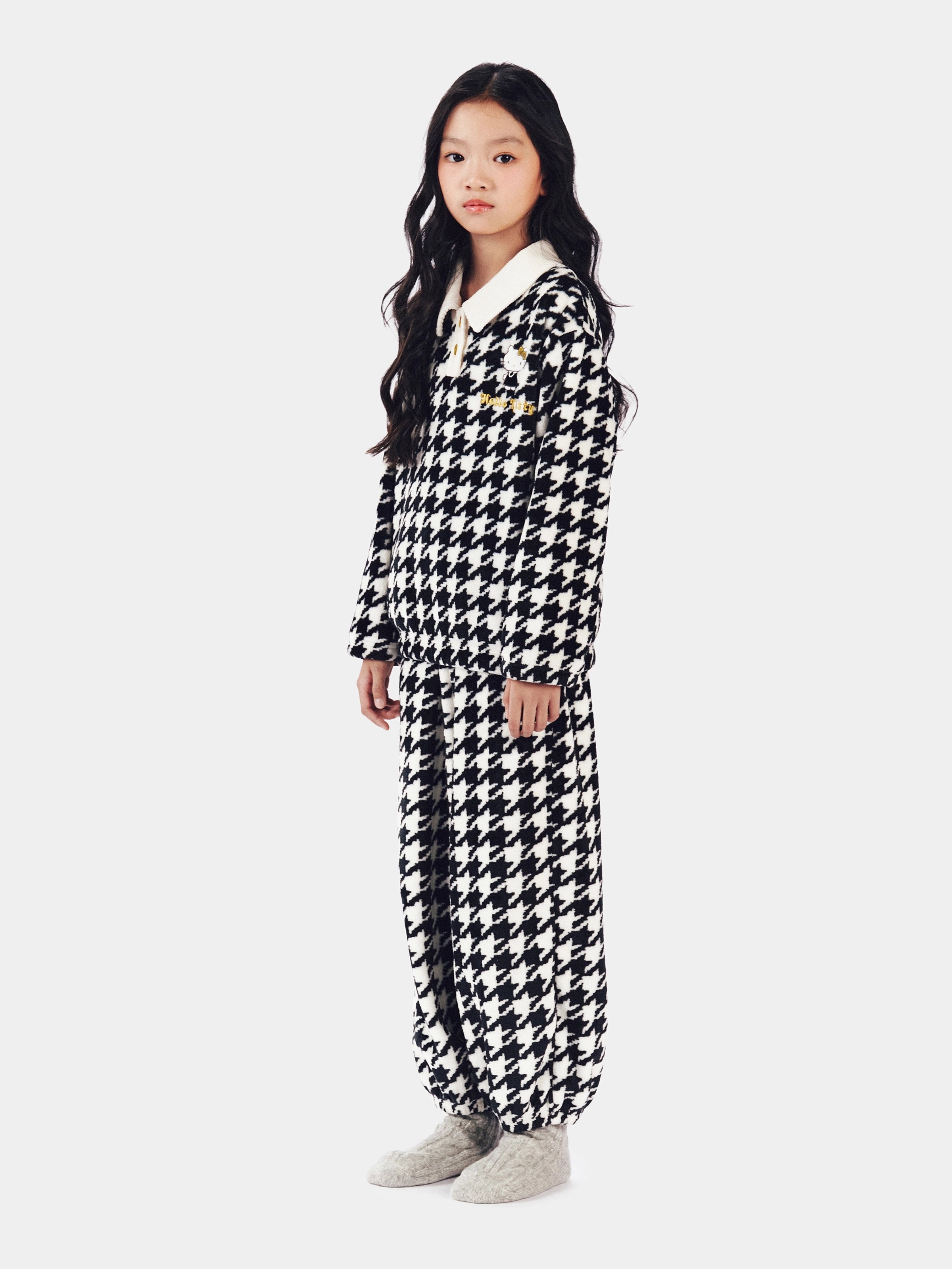 Kids Flannel Loungewear Set Houndstooth