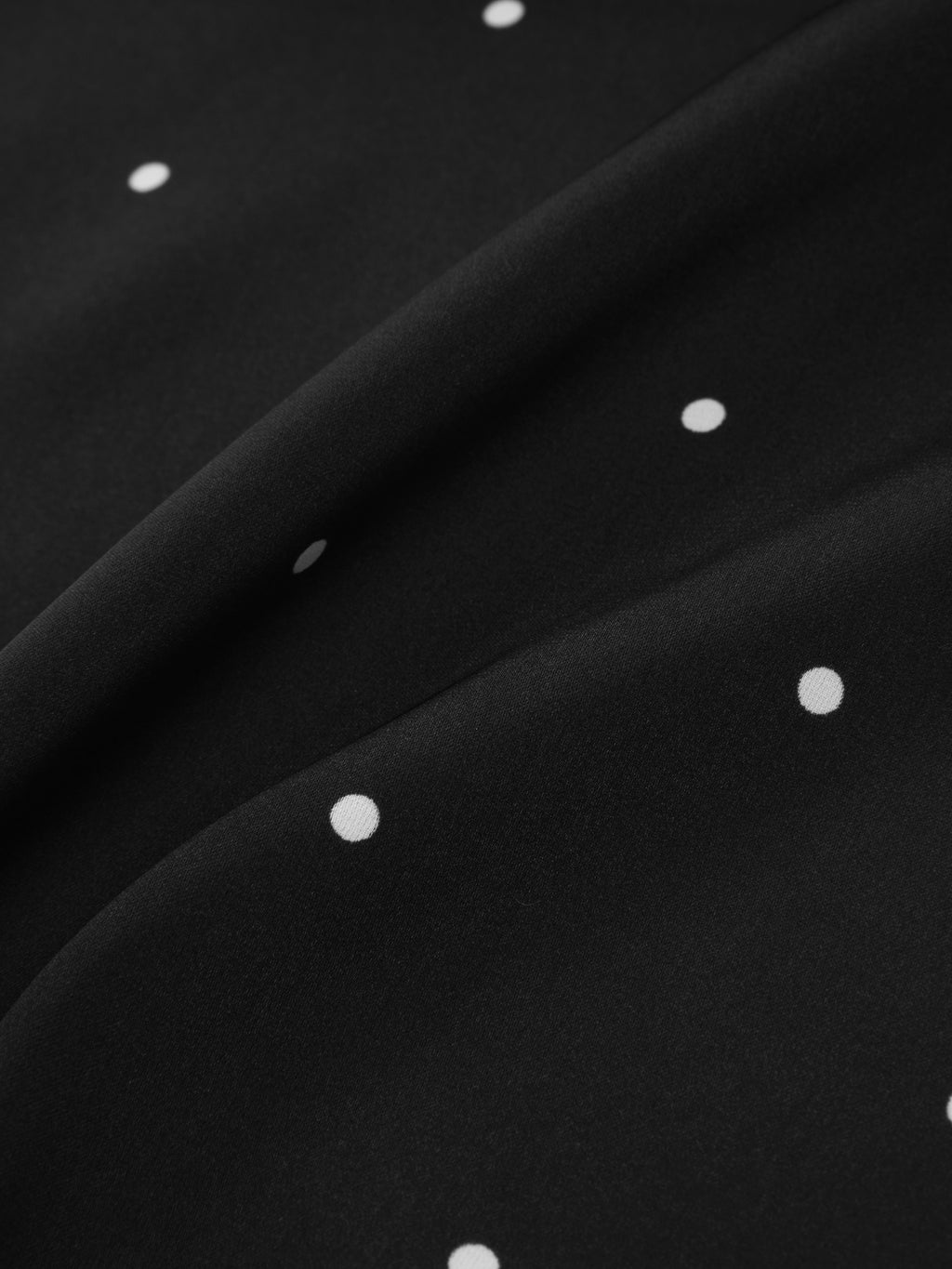 "Panda PomPom" Satin Loungewear Set Short Sleeve – Black Polka Dot