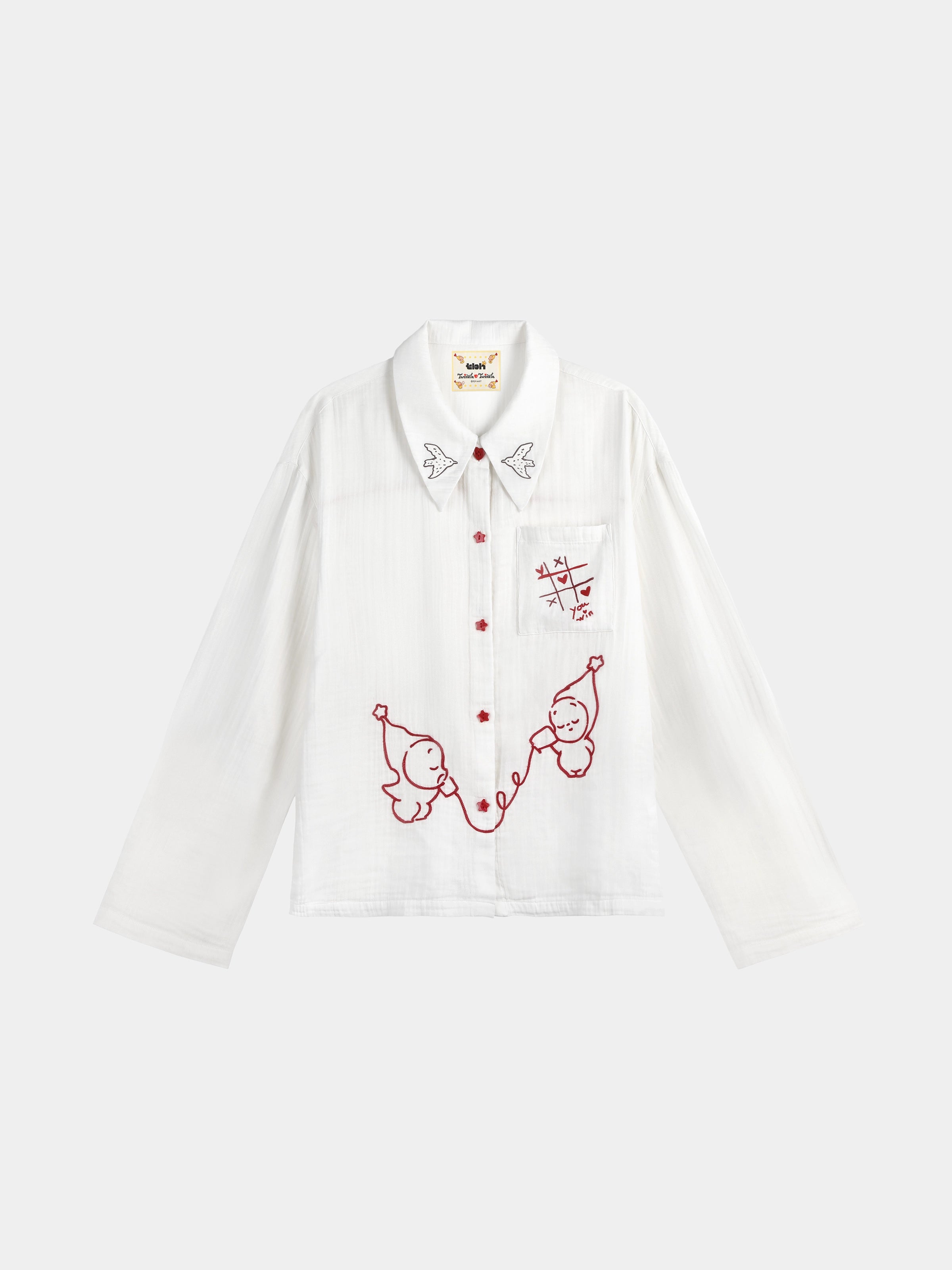 "tbh × TWINKLE TWINKLE"刺繡雙層紗純棉家居服套裝－愛的手稿