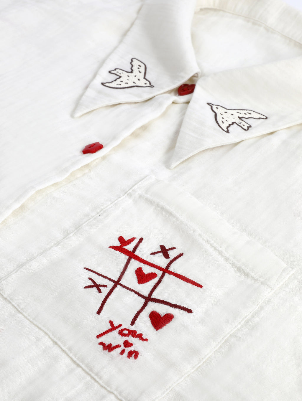 "tbh × TWINKLE TWINKLE"刺繡雙層紗純棉家居服套裝－愛的手稿