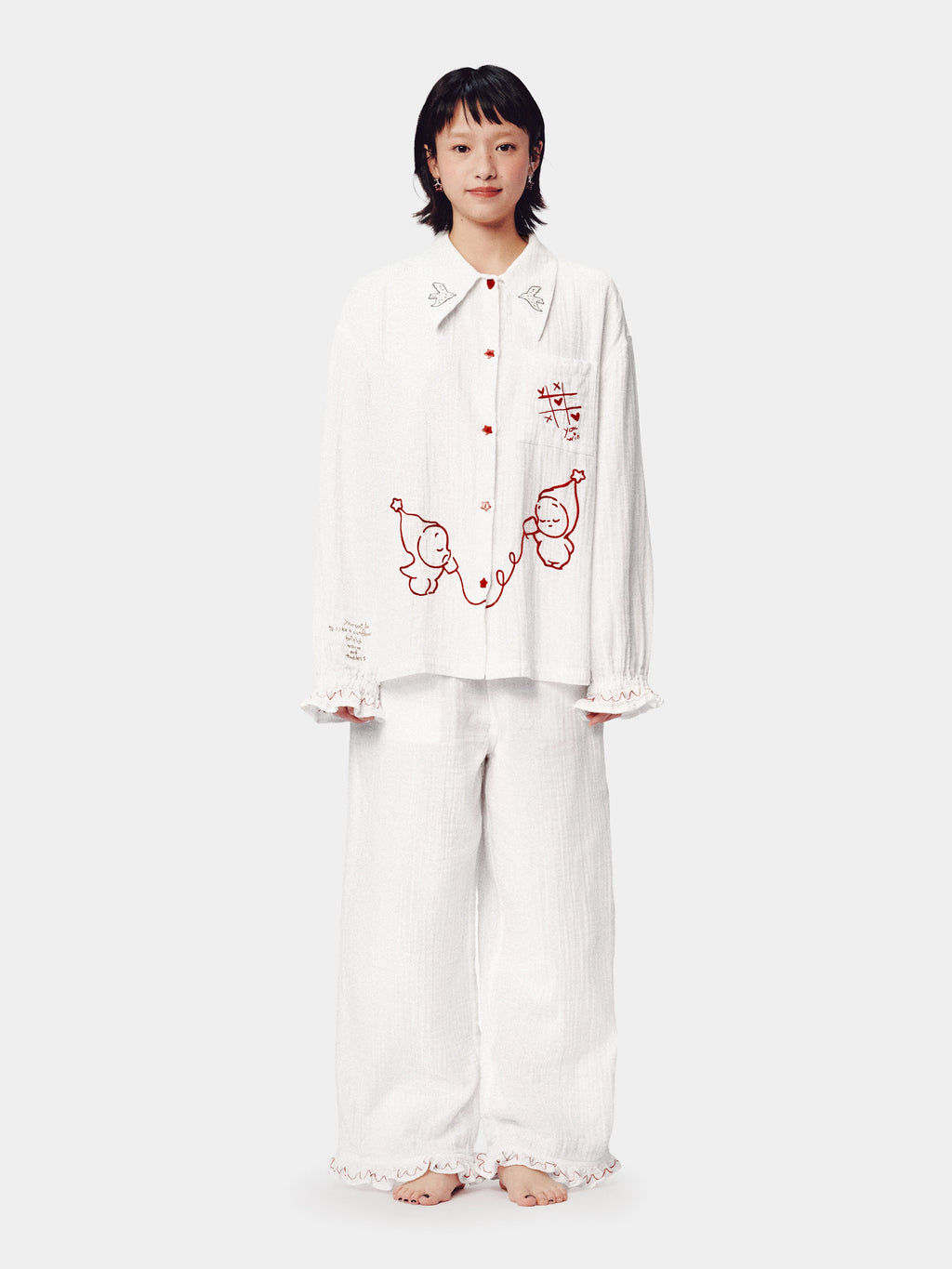 "tbh × TWINKLE TWINKLE"刺繡雙層紗純棉家居服套裝－愛的手稿