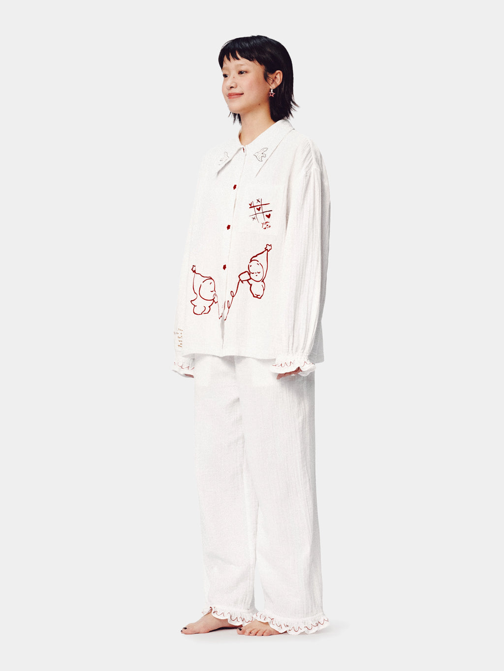 "tbh × TWINKLE TWINKLE"刺繡雙層紗純棉家居服套裝－愛的手稿