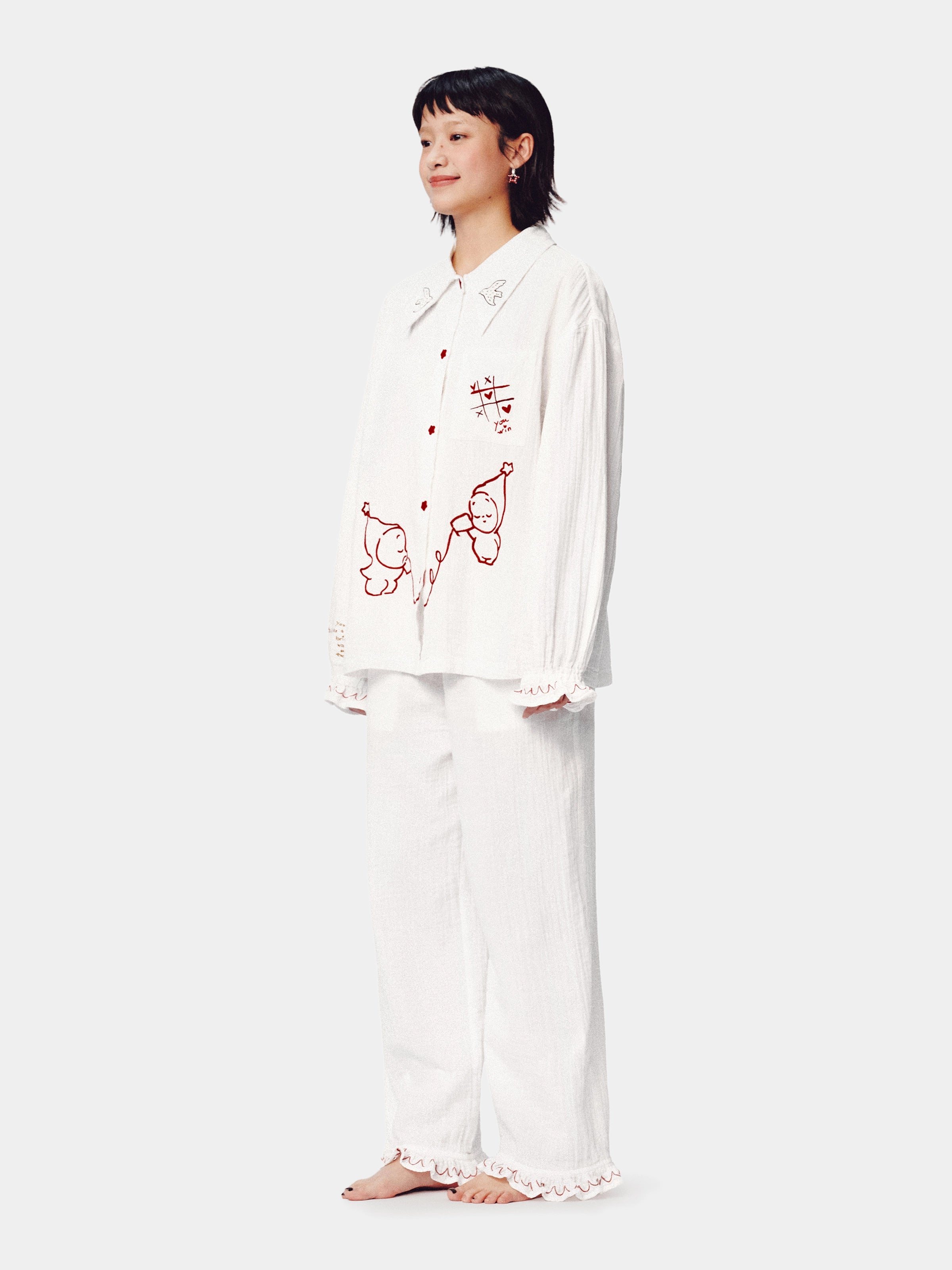 "tbh × TWINKLE TWINKLE"刺繡雙層紗純棉家居服套裝－愛的手稿