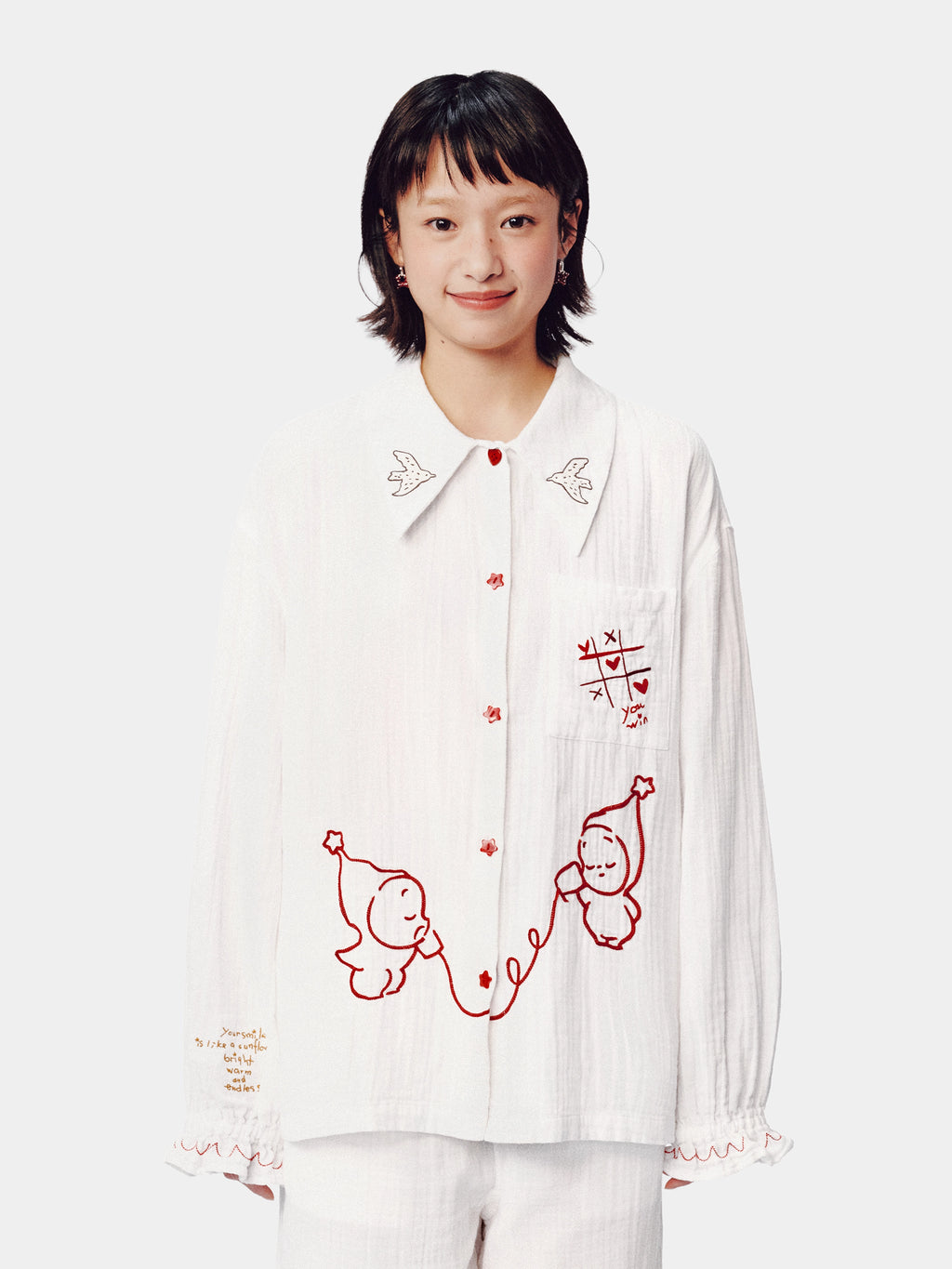 "tbh × TWINKLE TWINKLE"刺繡雙層紗純棉家居服套裝－愛的手稿