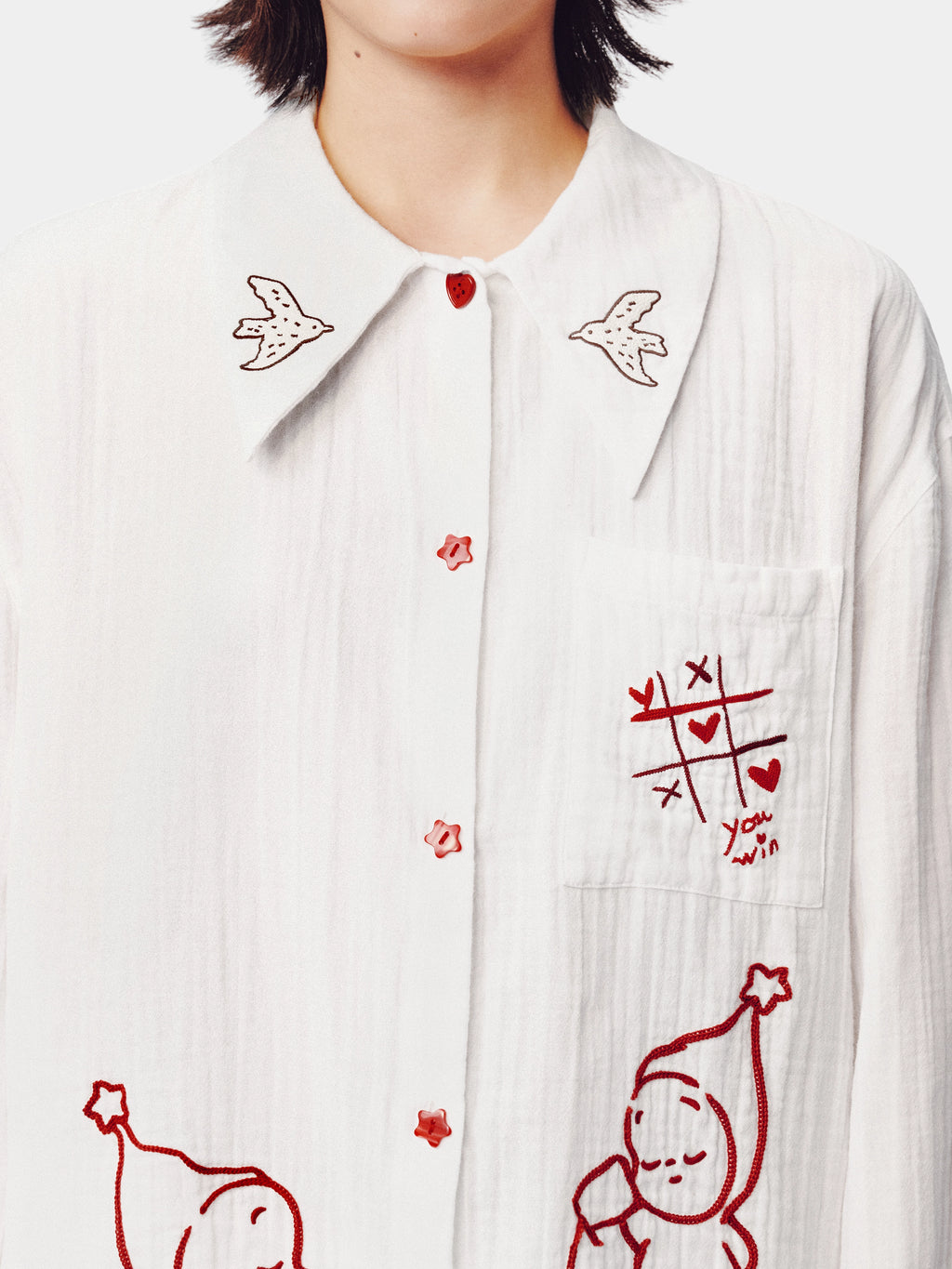 "tbh × TWINKLE TWINKLE"刺繡雙層紗純棉家居服套裝－愛的手稿