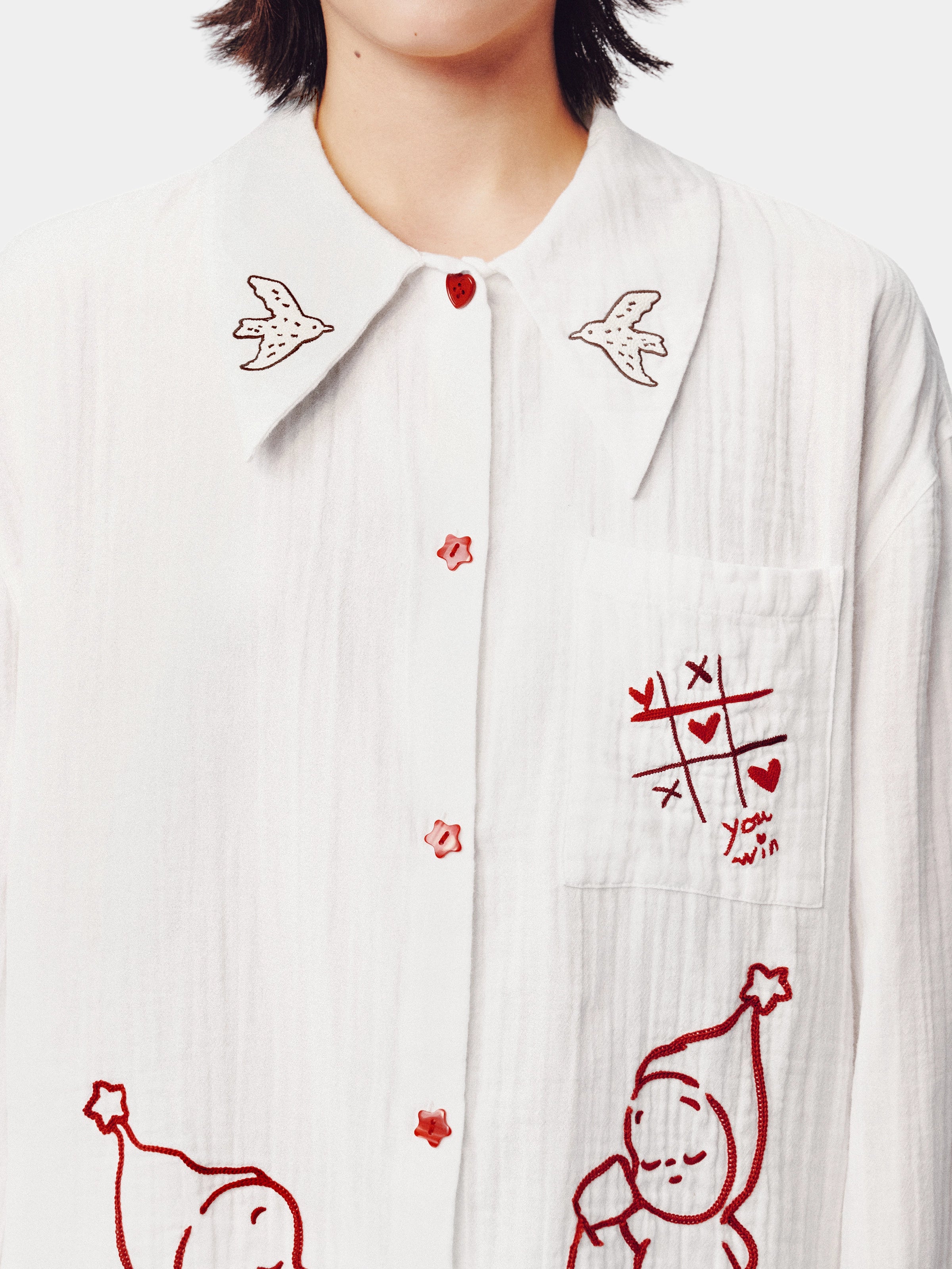 "tbh × TWINKLE TWINKLE"刺繡雙層紗純棉家居服套裝－愛的手稿