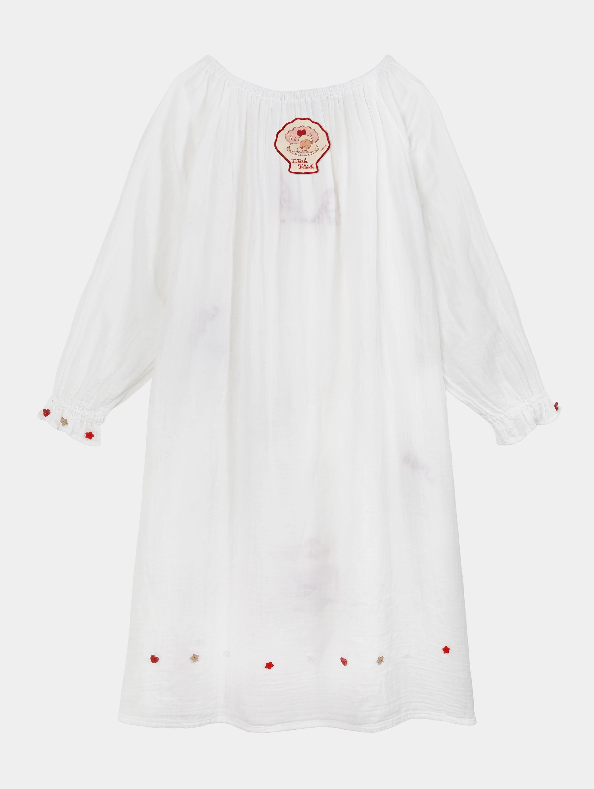 "tbh × TWINKLE TWINKLE" Embroidered Double-Layer Gauze Cotton Nightgown – Manuscript of Love