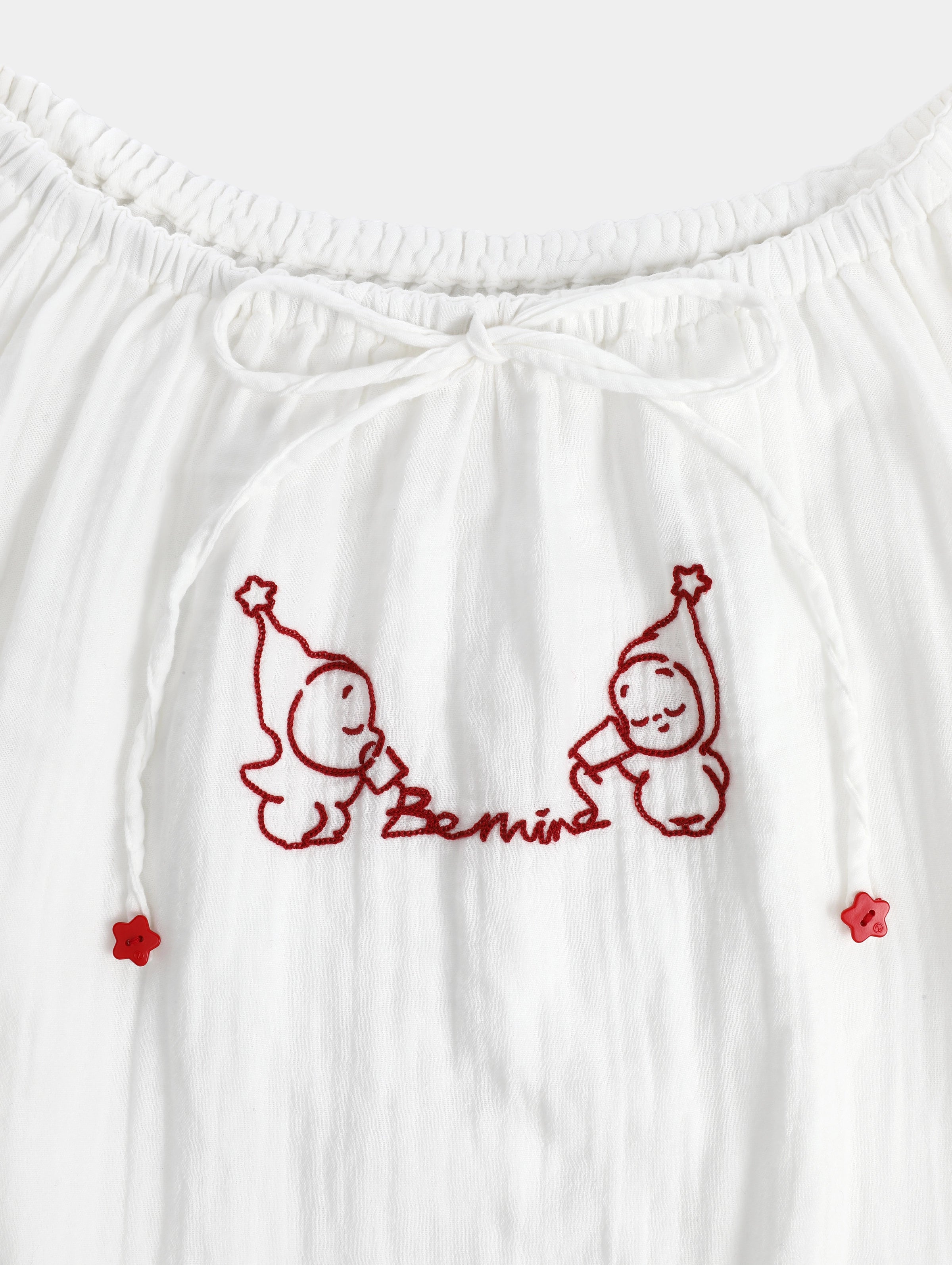 "tbh × TWINKLE TWINKLE" Embroidered Double-Layer Gauze Cotton Nightgown – Manuscript of Love