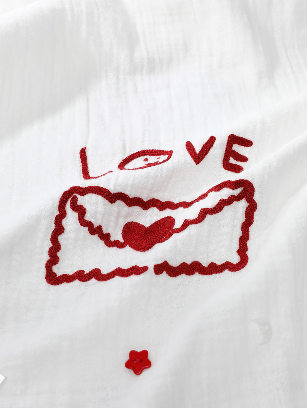 "tbh × TWINKLE TWINKLE" Embroidered Double-Layer Gauze Cotton Nightgown – Manuscript of Love