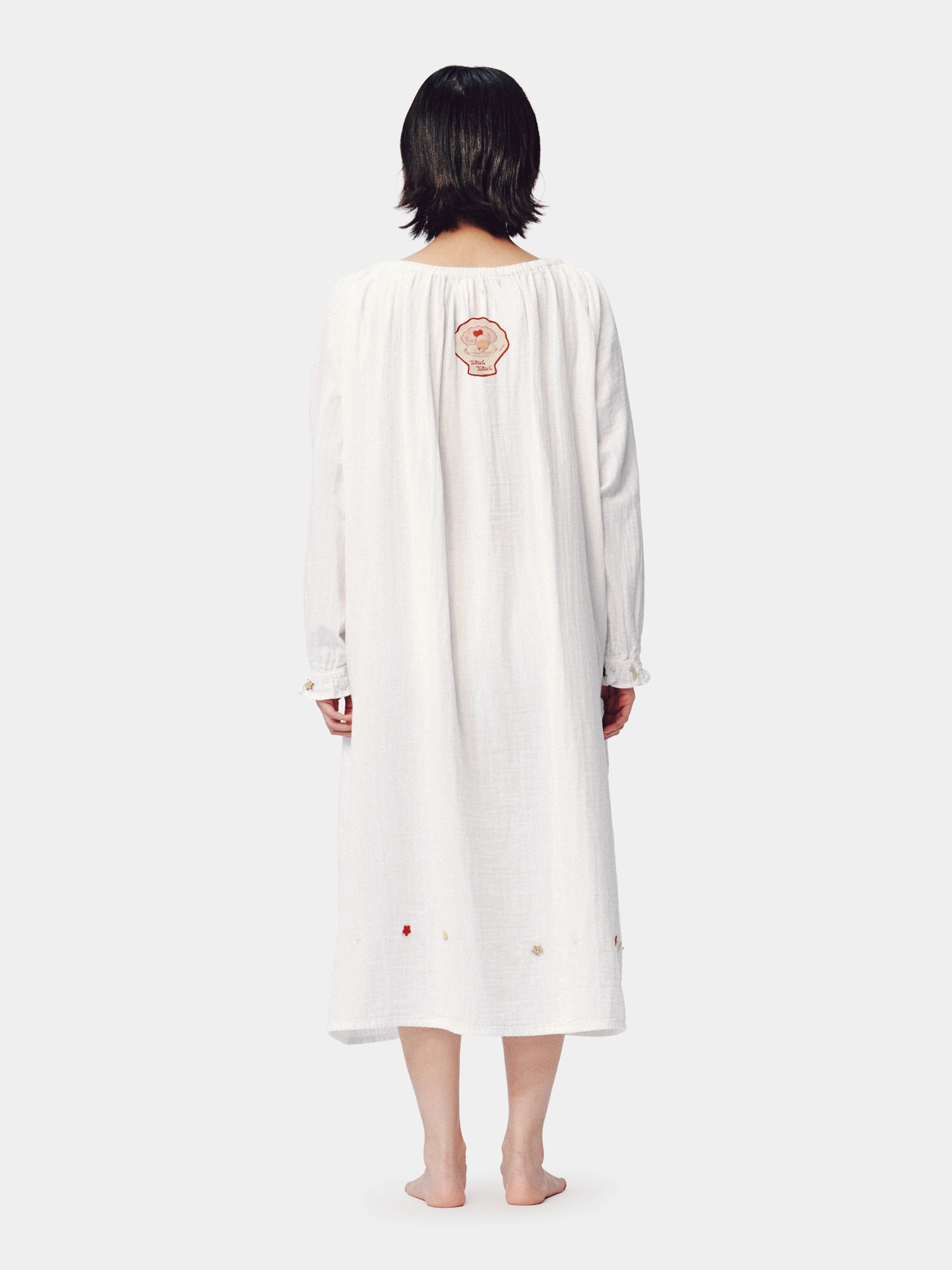 "tbh × TWINKLE TWINKLE" Embroidered Double-Layer Gauze Cotton Nightgown – Manuscript of Love