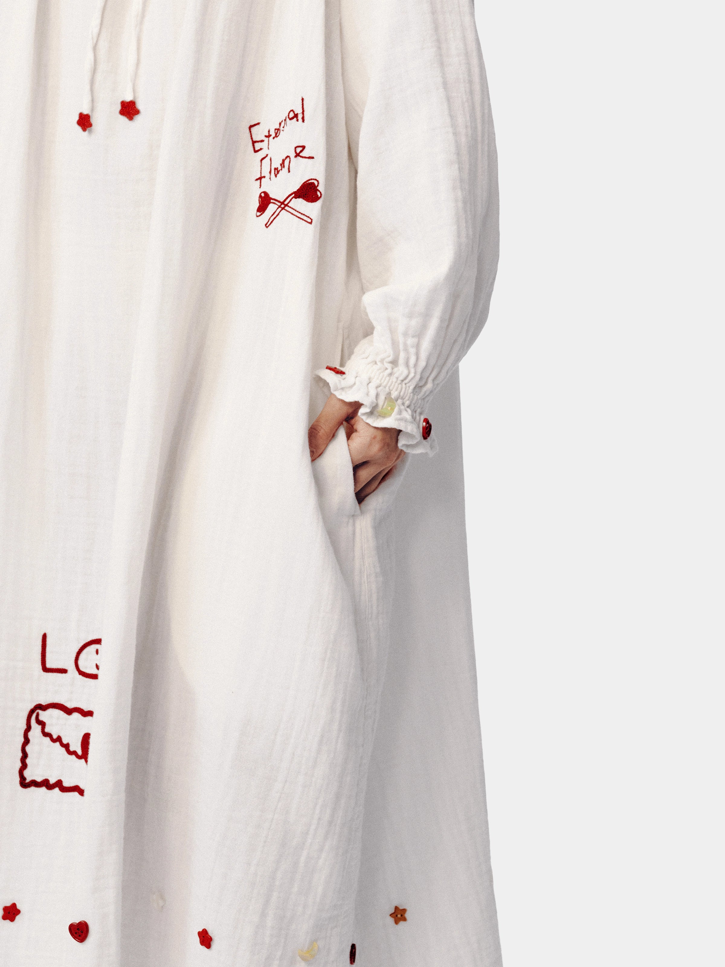 "tbh × TWINKLE TWINKLE" Embroidered Double-Layer Gauze Cotton Nightgown – Manuscript of Love