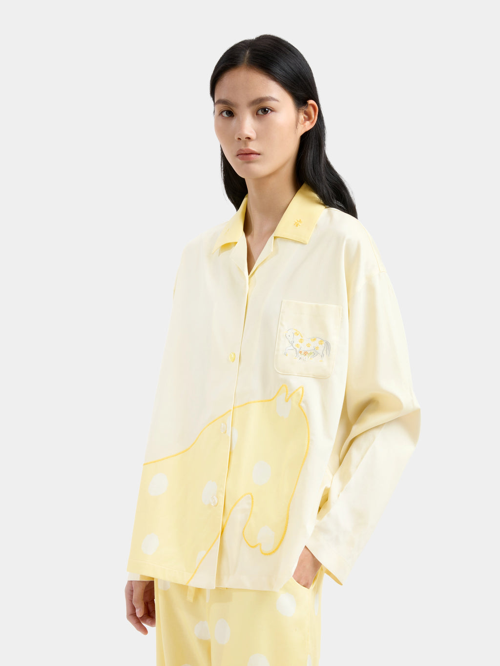 "Year of the Horse" Tencel Cotton Blend Loungewear Set Long Sleeve – Polka Dot Horse
